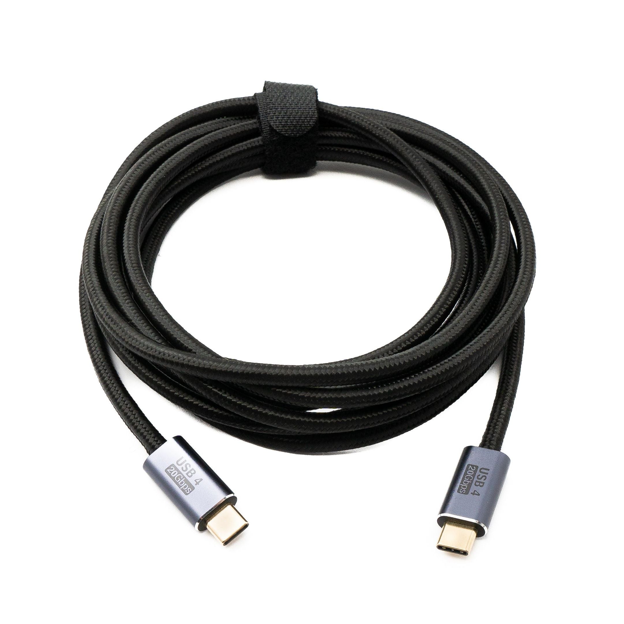 SYSTEM-S USB4 USB Kabel 300 cm Typ C Stecker zu Stecker 20 Gbit/s USB 4.0 geflochten Schwarz