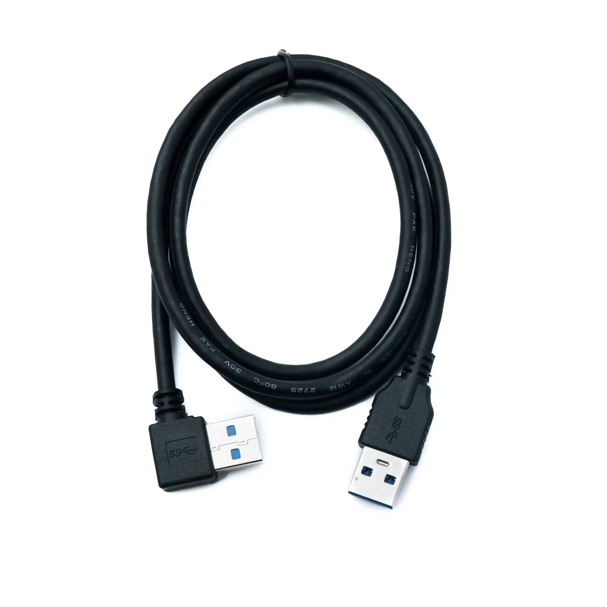 SYSTEM-S USB 3.0 Kabel 100 cm Typ A Stecker zu Stecker Adapter Winkel in Schwarz