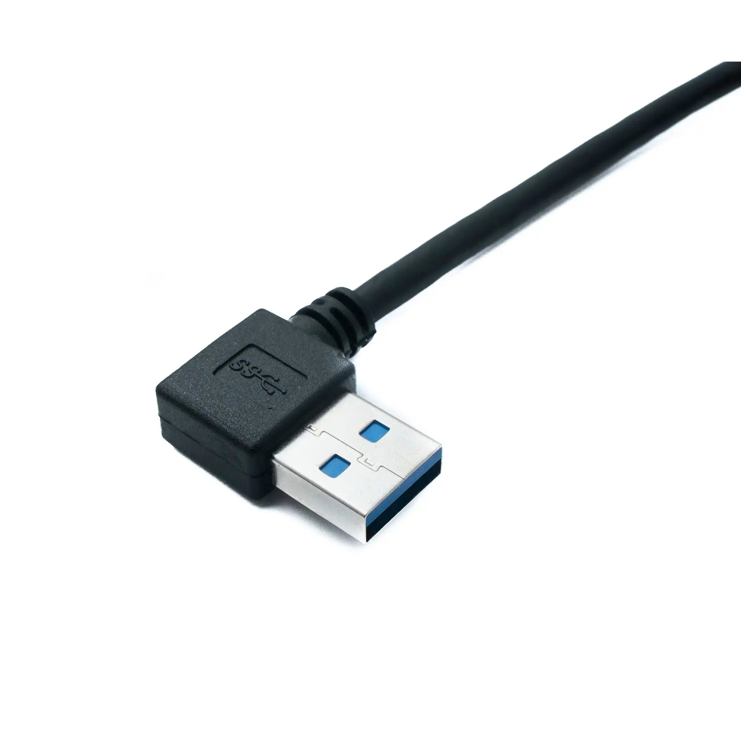 SYSTEM-S USB 3.0 Kabel 100 cm Typ A Stecker zu Stecker Adapter Winkel in Schwarz