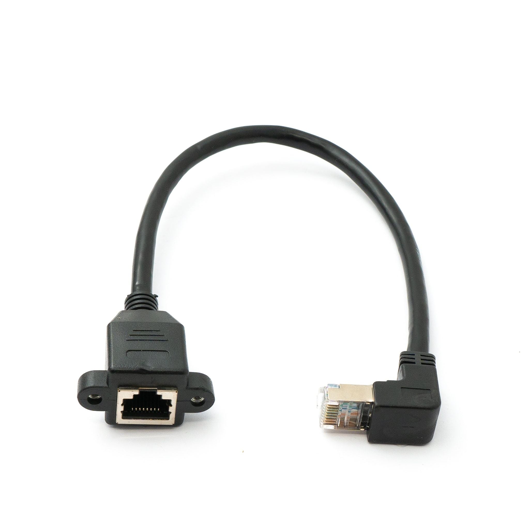SystemS LAN Kabel 30 cm Winkelstecker Zu Buchse Schraubmontage Schwarz Kompakte Netzwerklösung