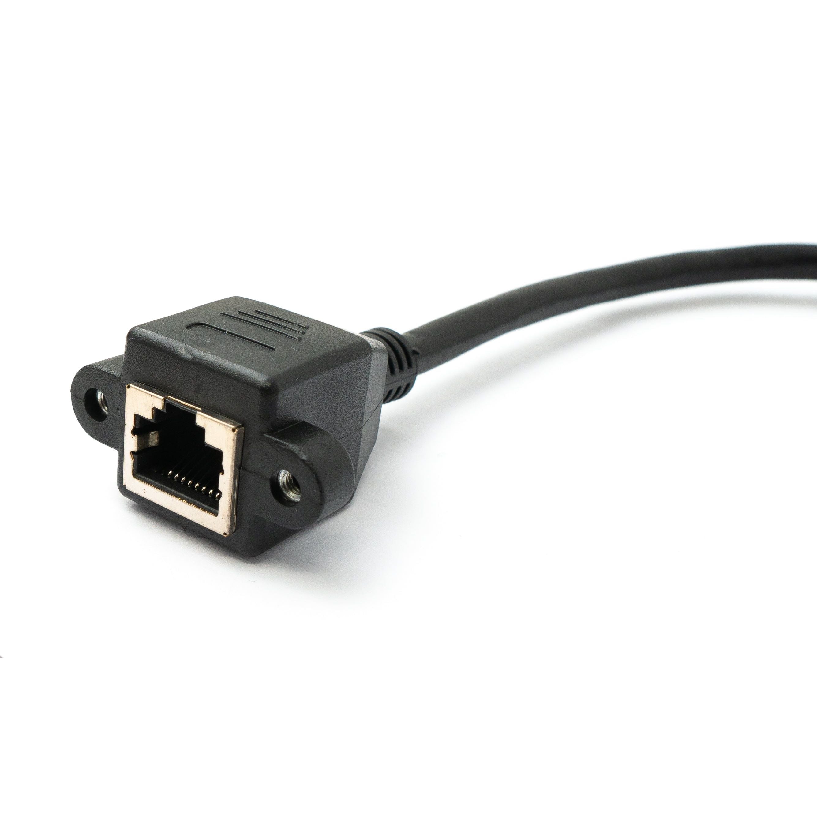 SystemS LAN Kabel 30 cm Winkelstecker Zu Buchse Schraubmontage Schwarz Kompakte Netzwerklösung