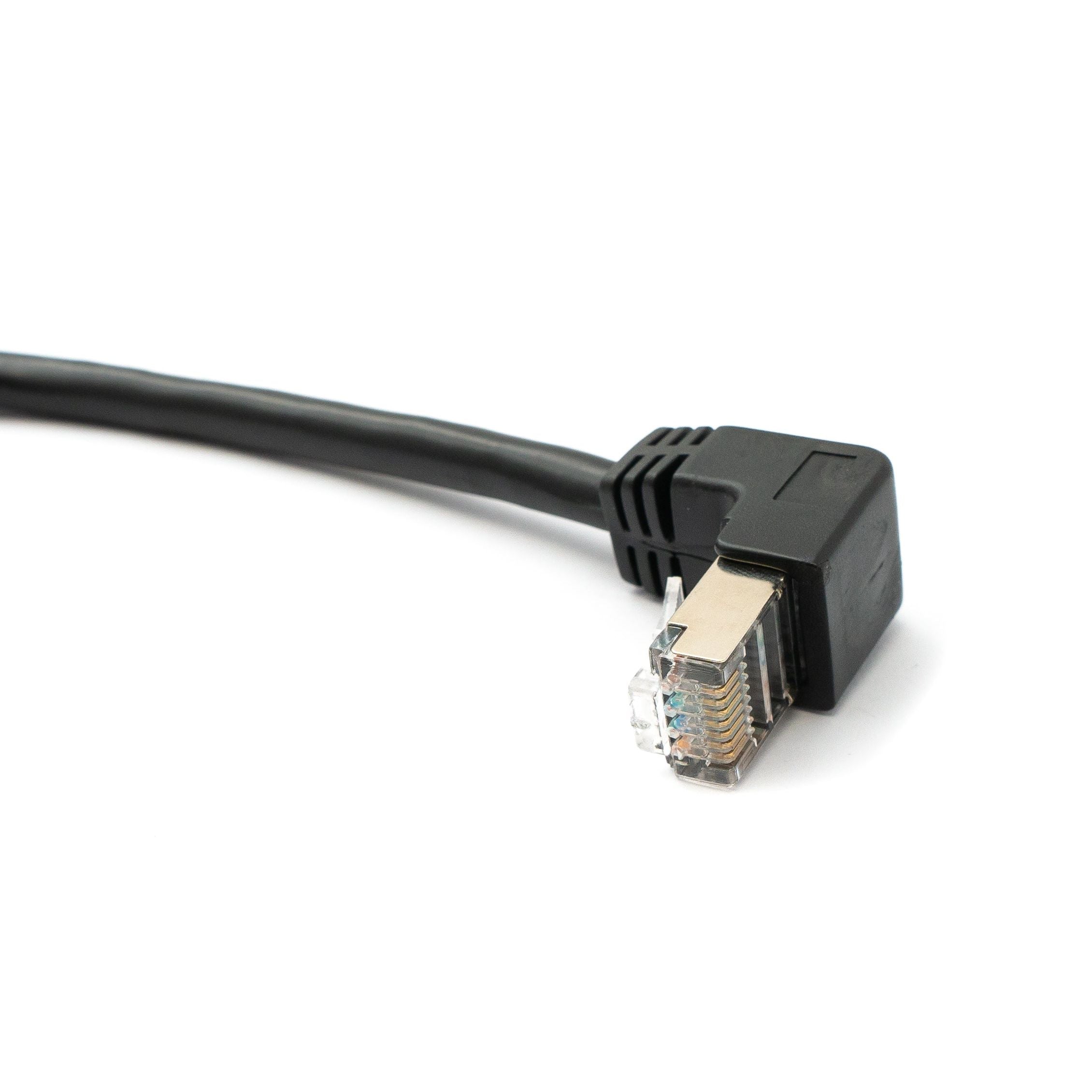 SystemS LAN Kabel 30 cm Winkelstecker Zu Buchse Schraubmontage Schwarz Kompakte Netzwerklösung