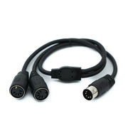 DIN Y Kabel 5 Polig 180 Grad Stecker Zu 2x RCA Stereo MIDI Schwarz 50 Zentimeter