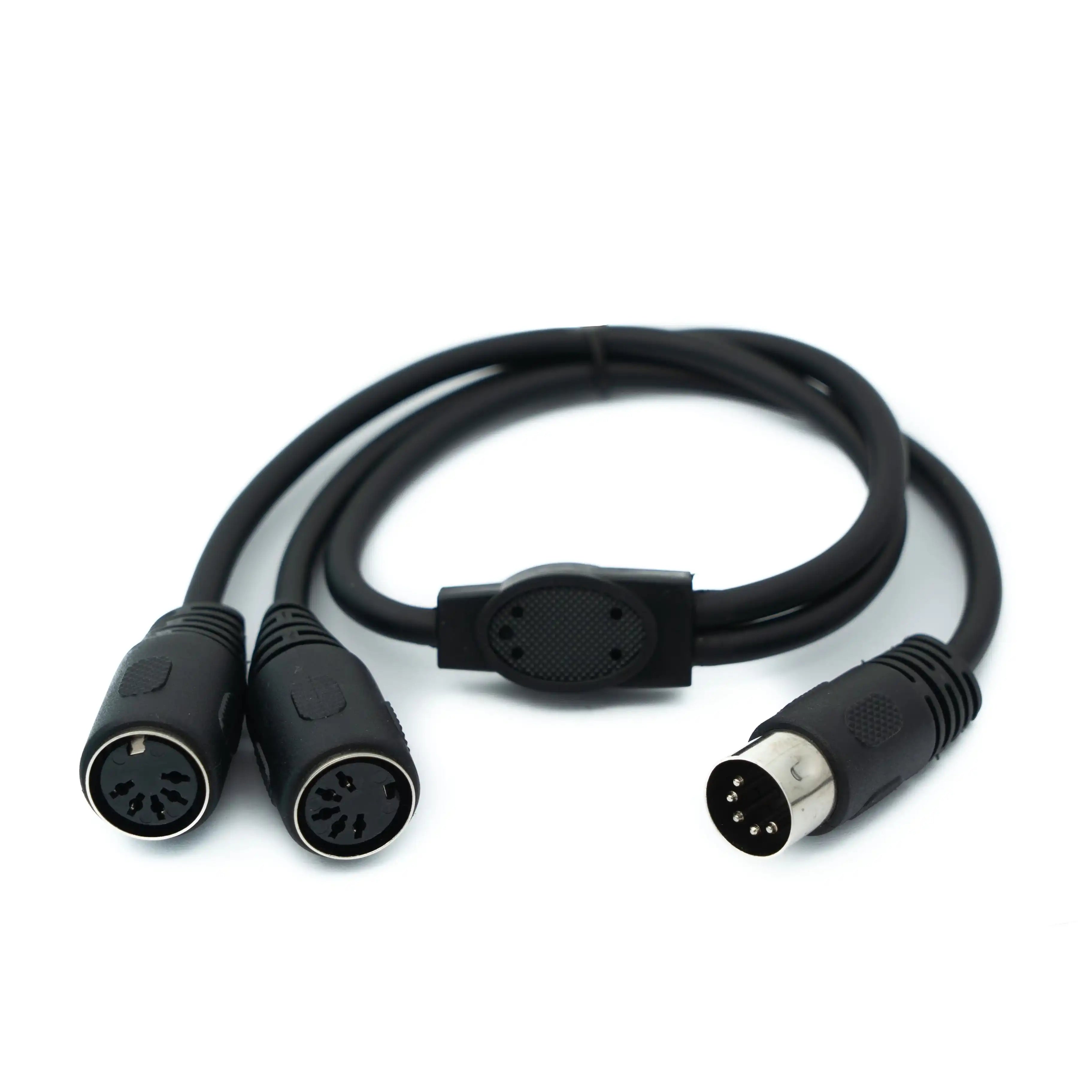 DIN Y Kabel 5 Polig 180 Grad Stecker Zu 2x RCA Stereo MIDI Schwarz 50 Zentimeter