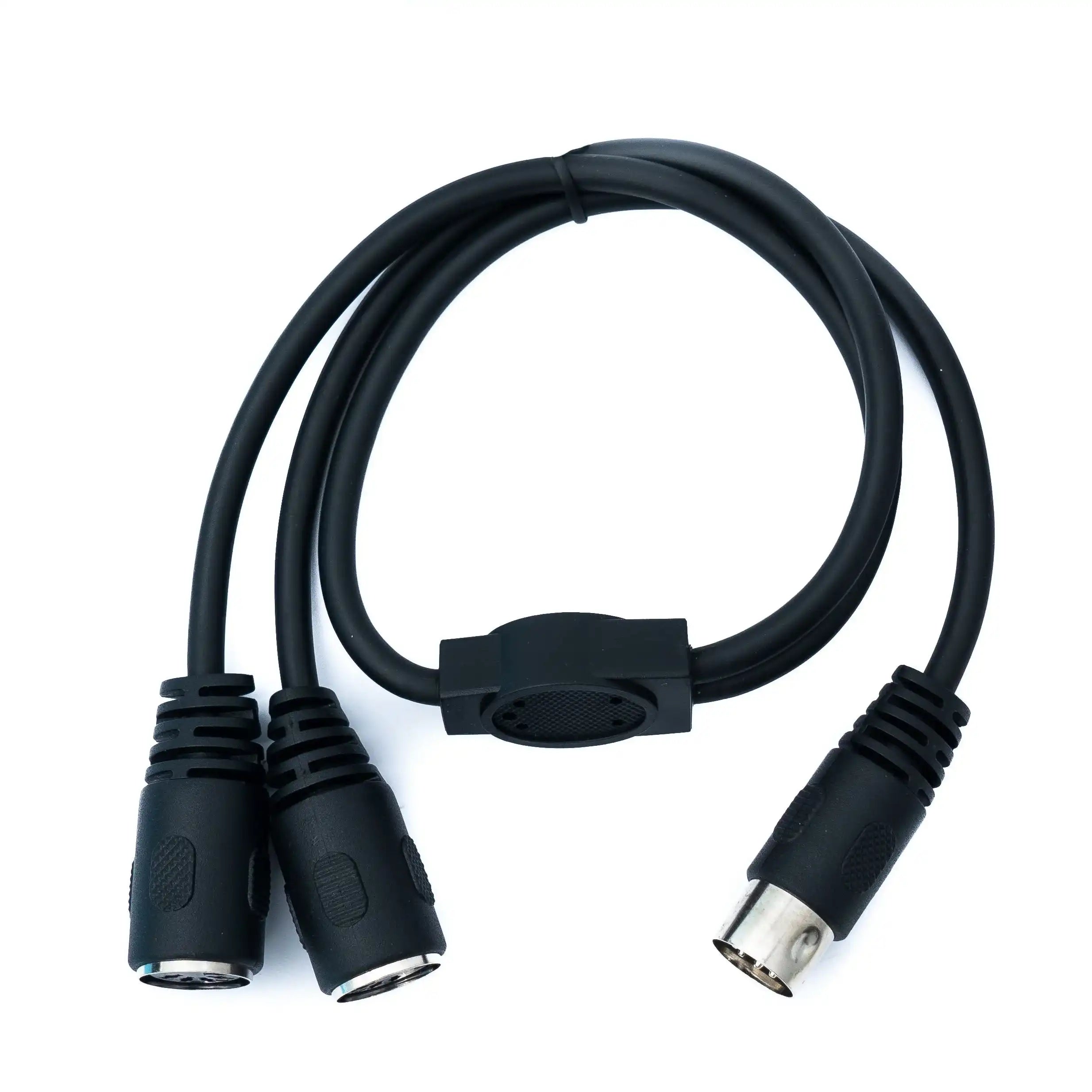 DIN Y Kabel 5 Polig 180 Grad Stecker Zu 2x RCA Stereo MIDI Schwarz 50 Zentimeter