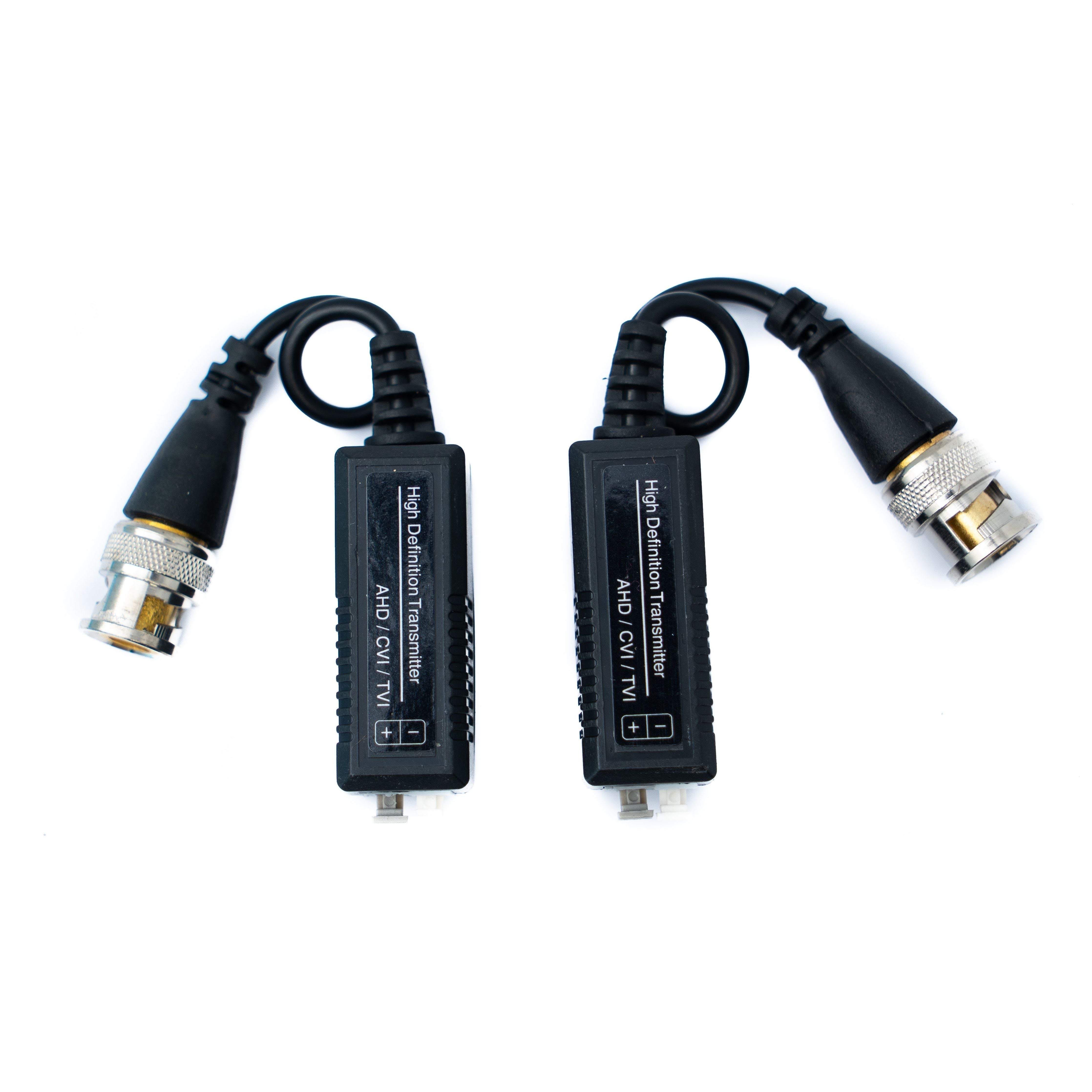 SYSTEM-S 2x Twisted Pair Kabel 10 cm Push Terminal Zu BNC Stecker Für HD Kameras Schwarz - Analoge CCTV Verbindung