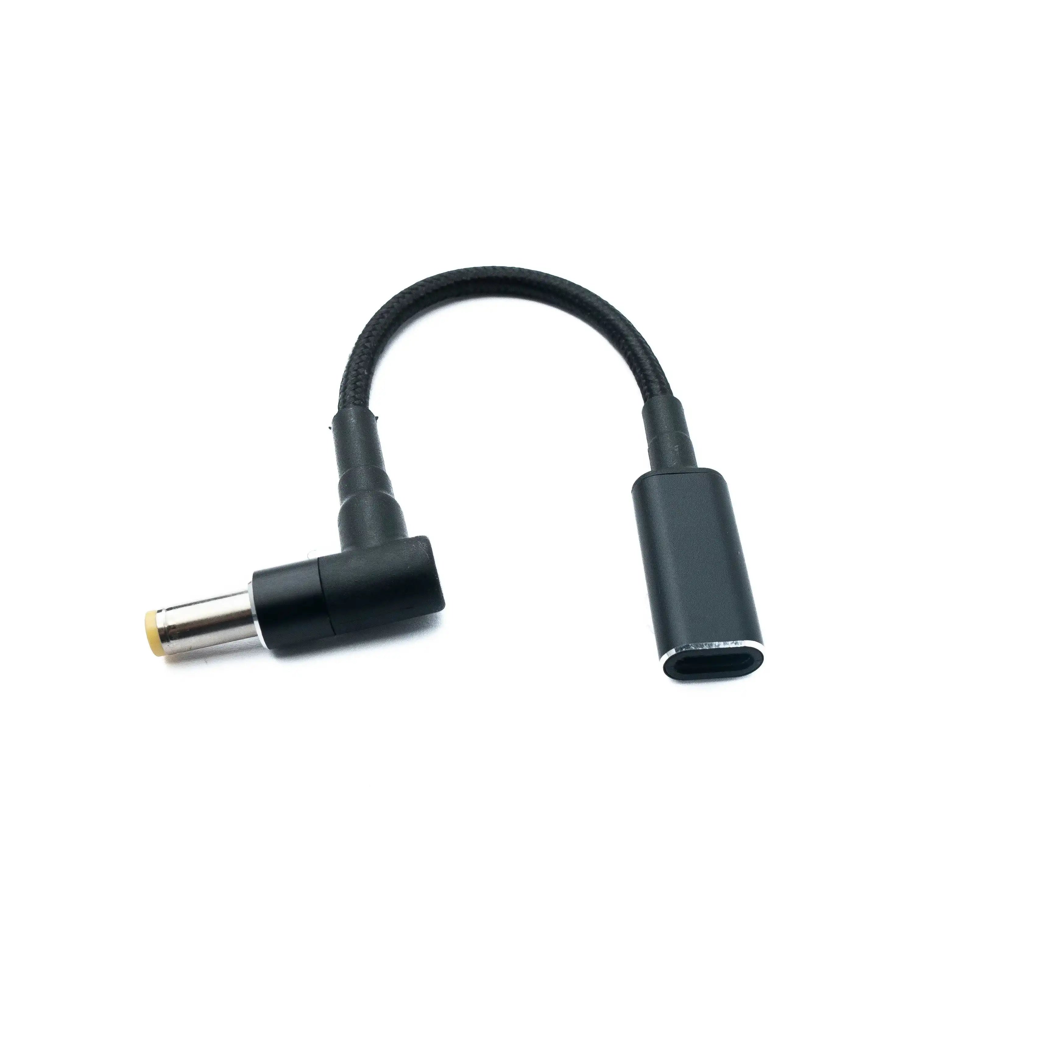 DC 20V Geflochtenes Winkelkabel 15 cm 5,5 x 1,7 mm DC Stecker Zu USB Typ C Buchse