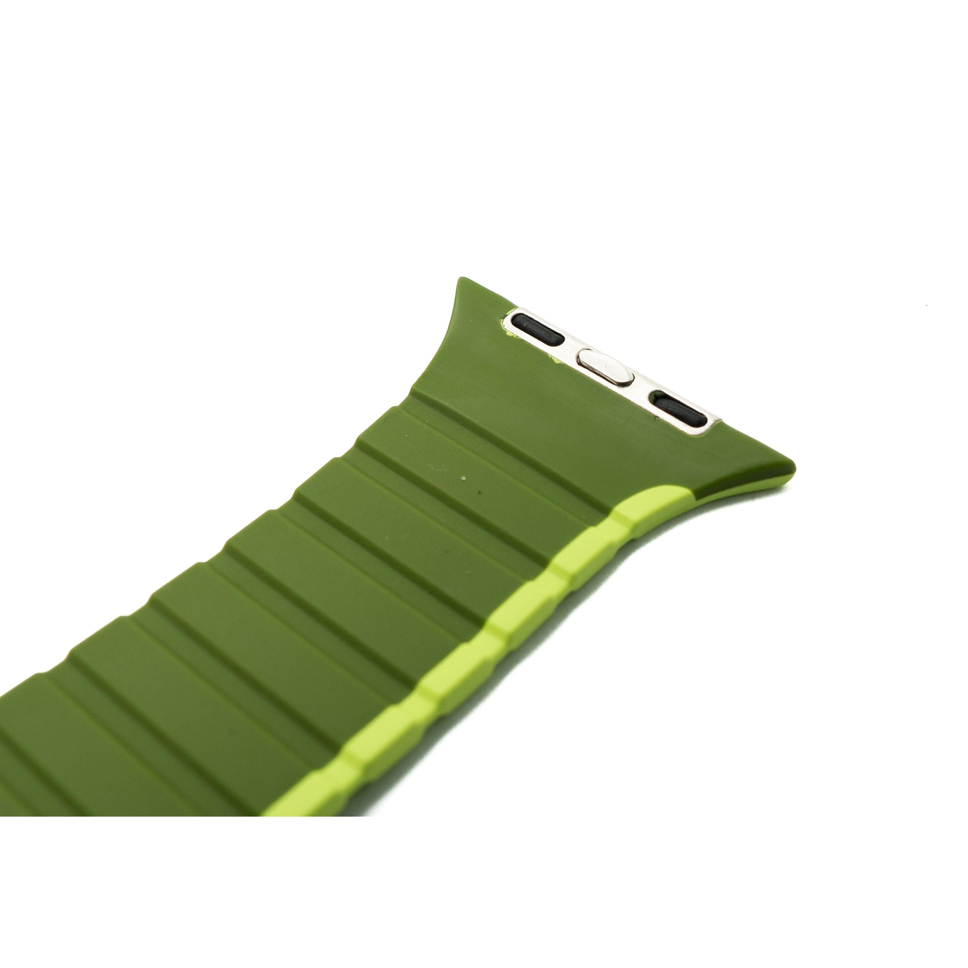 SYSTEM-S Armband 42 44 45 49 mm aus Silikon flexibel magnetisch für Apple Watch Smartwatch Grün Hellgrün
