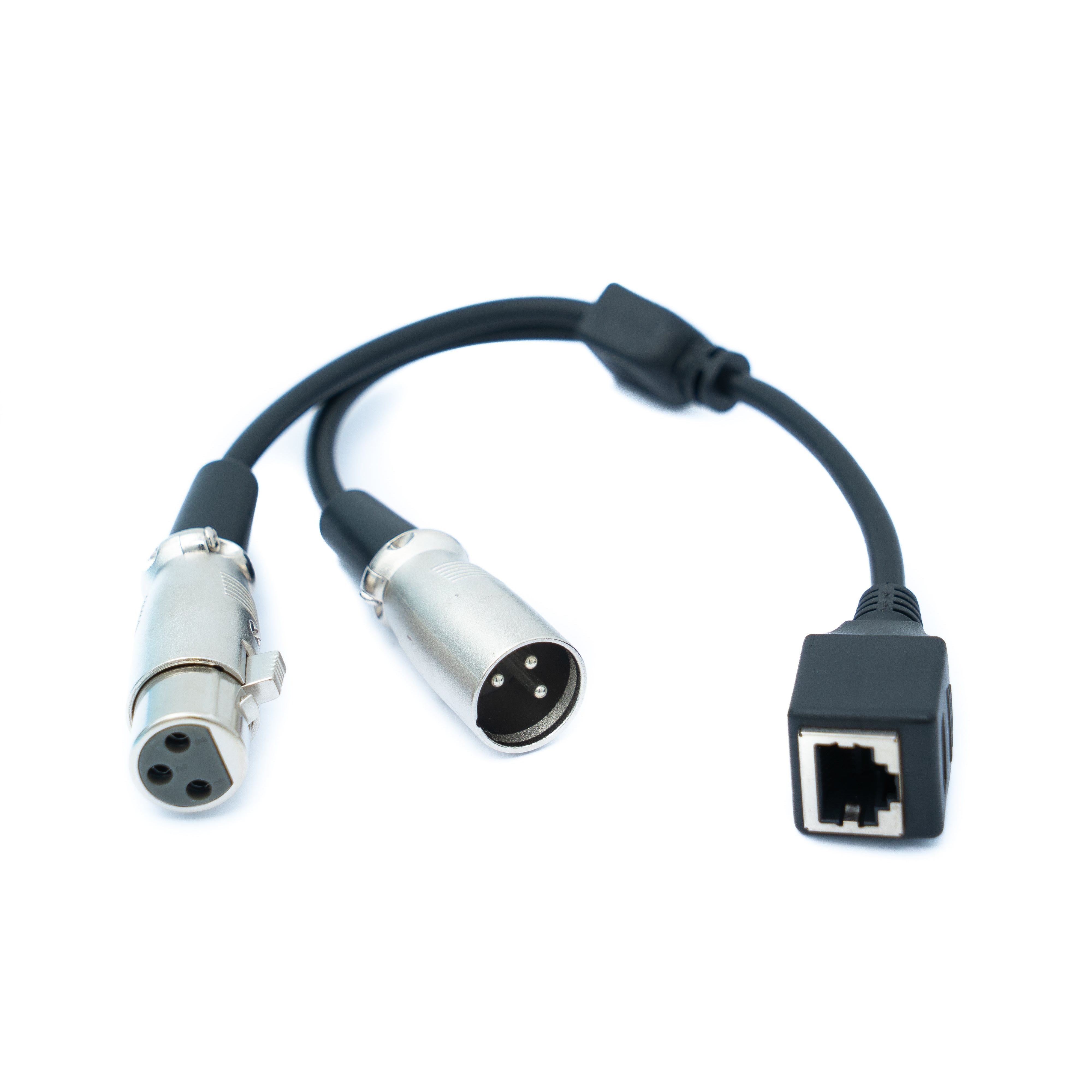 XLR Y Kabel 30 Cm 2x 3 Pol Buchsen Zu RJ45 Buchsen Schwarz Profi Audio Kabel Für Studio Einsatz