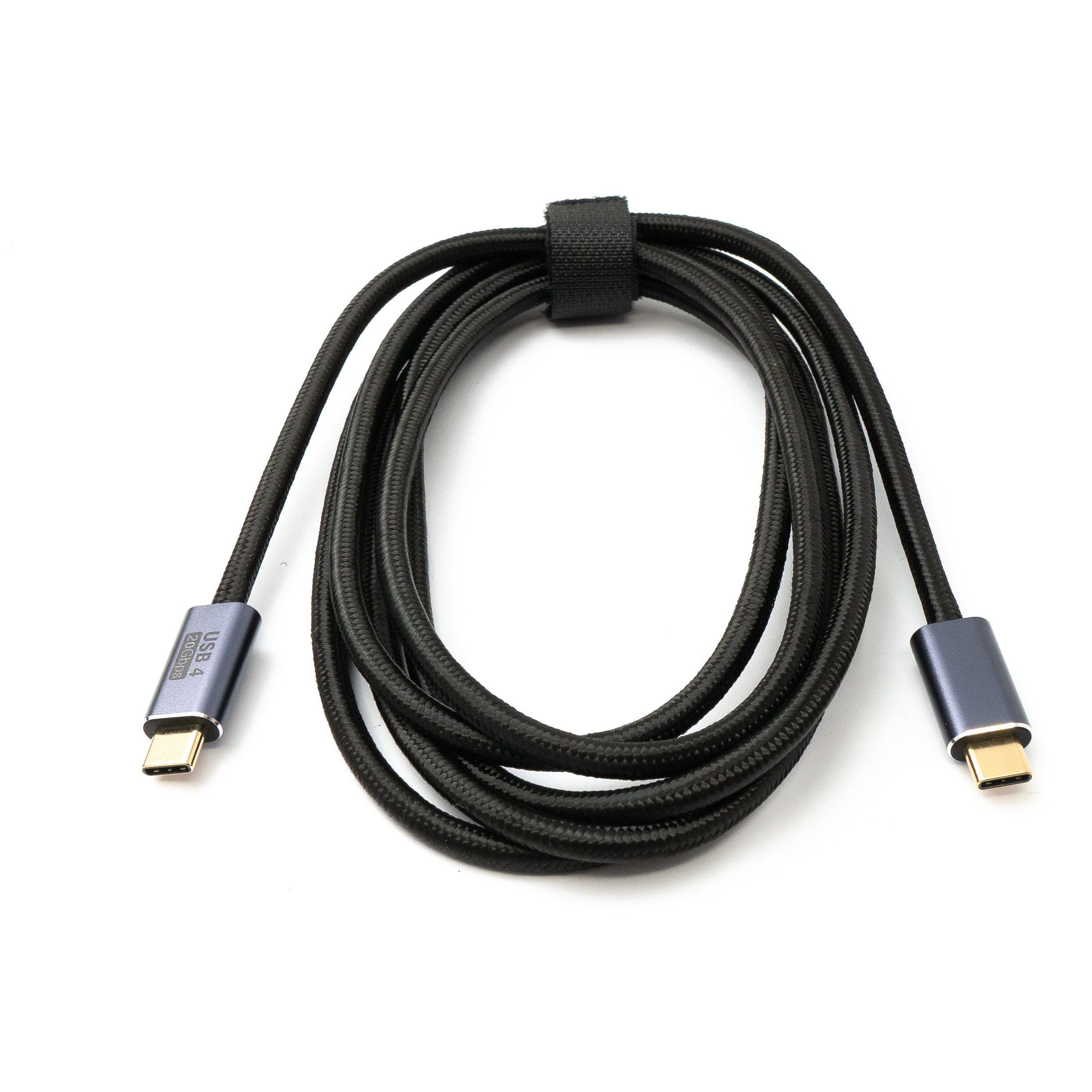 SYSTEM-S USB4 USB Kabel 200 cm Typ C Stecker zu Stecker 20 Gbit/s USB 4.0 geflochten Schwarz