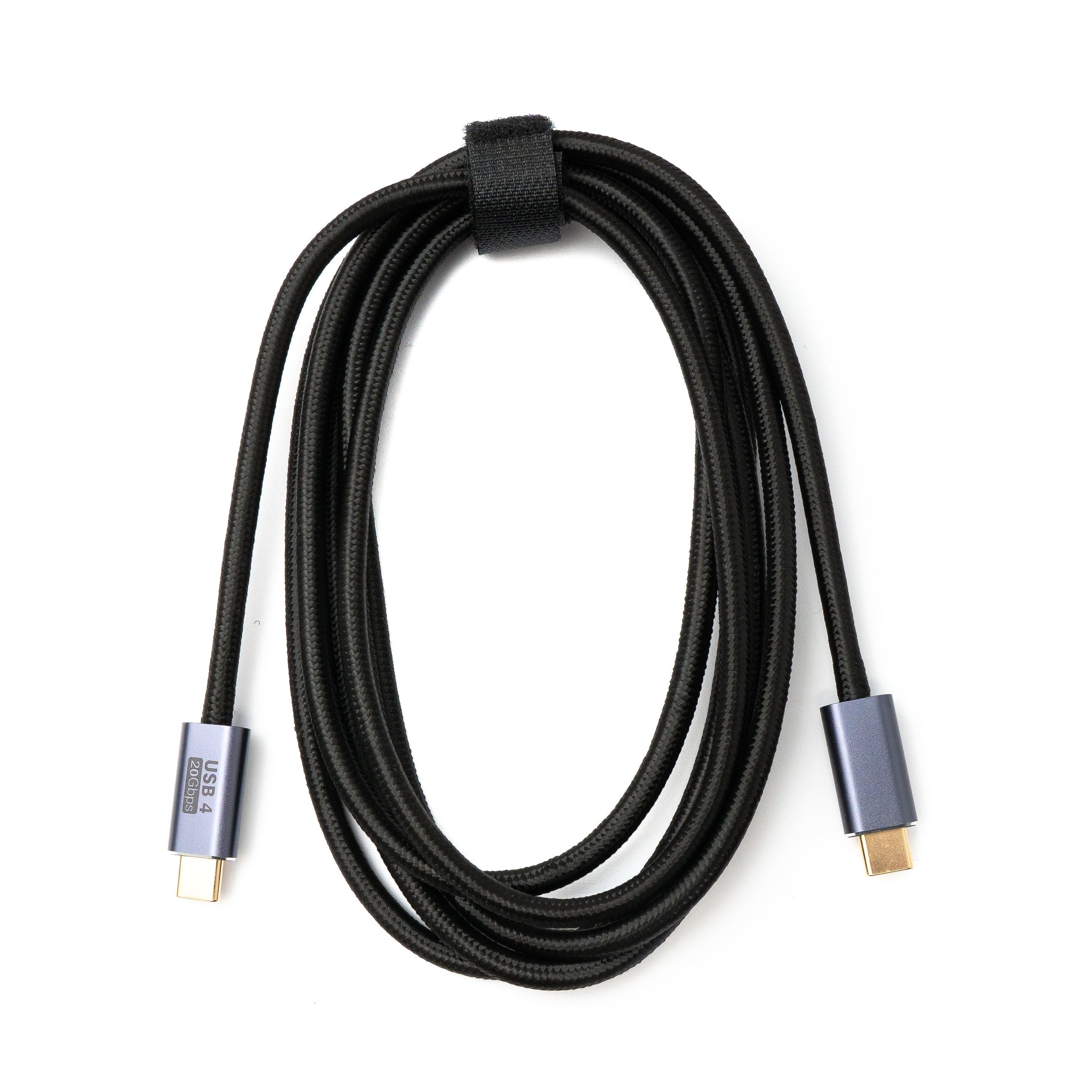 SYSTEM-S USB4 USB Kabel 200 cm Typ C Stecker zu Stecker 20 Gbit/s USB 4.0 geflochten Schwarz
