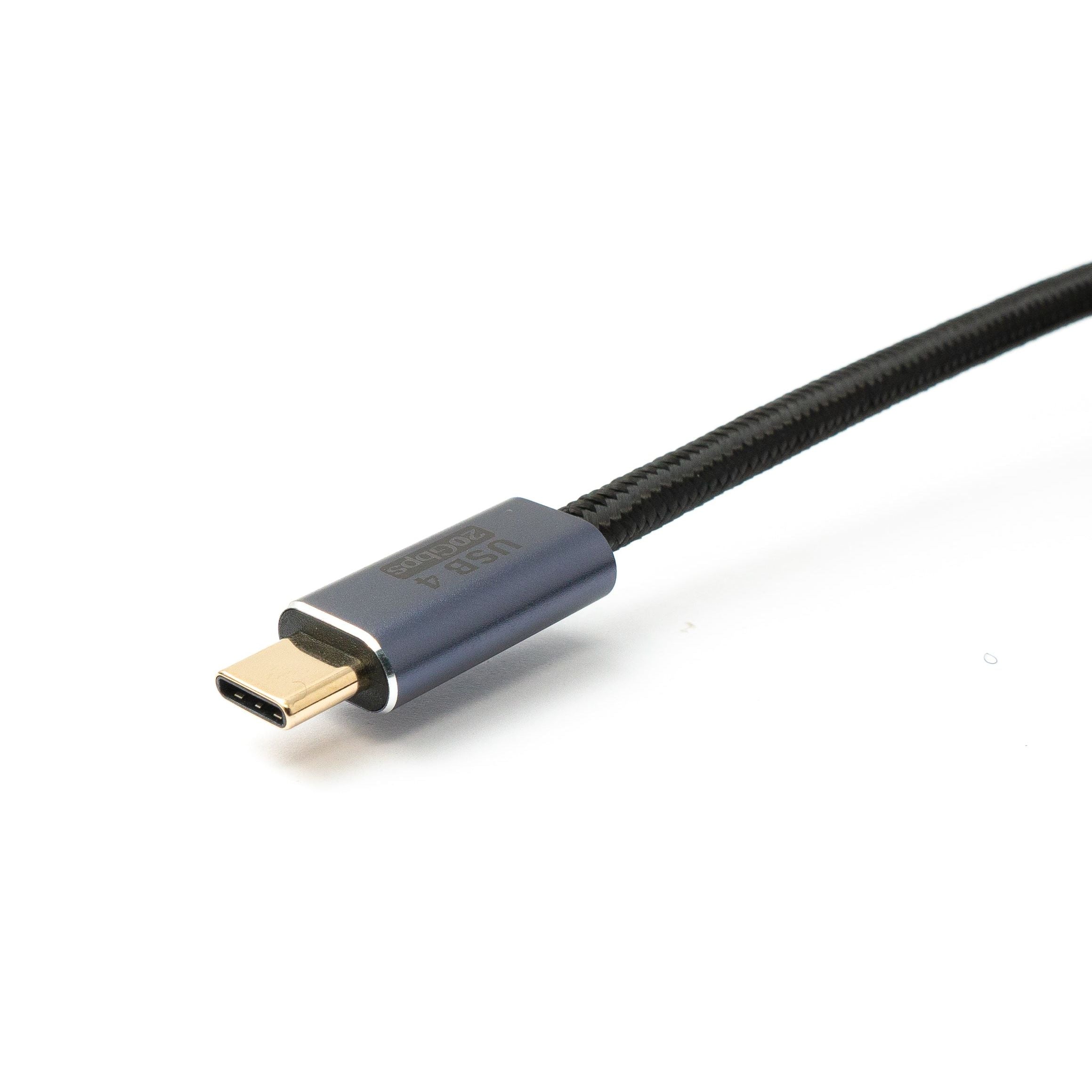 SYSTEM-S USB4 USB Kabel 200 cm Typ C Stecker zu Stecker 20 Gbit/s USB 4.0 geflochten Schwarz