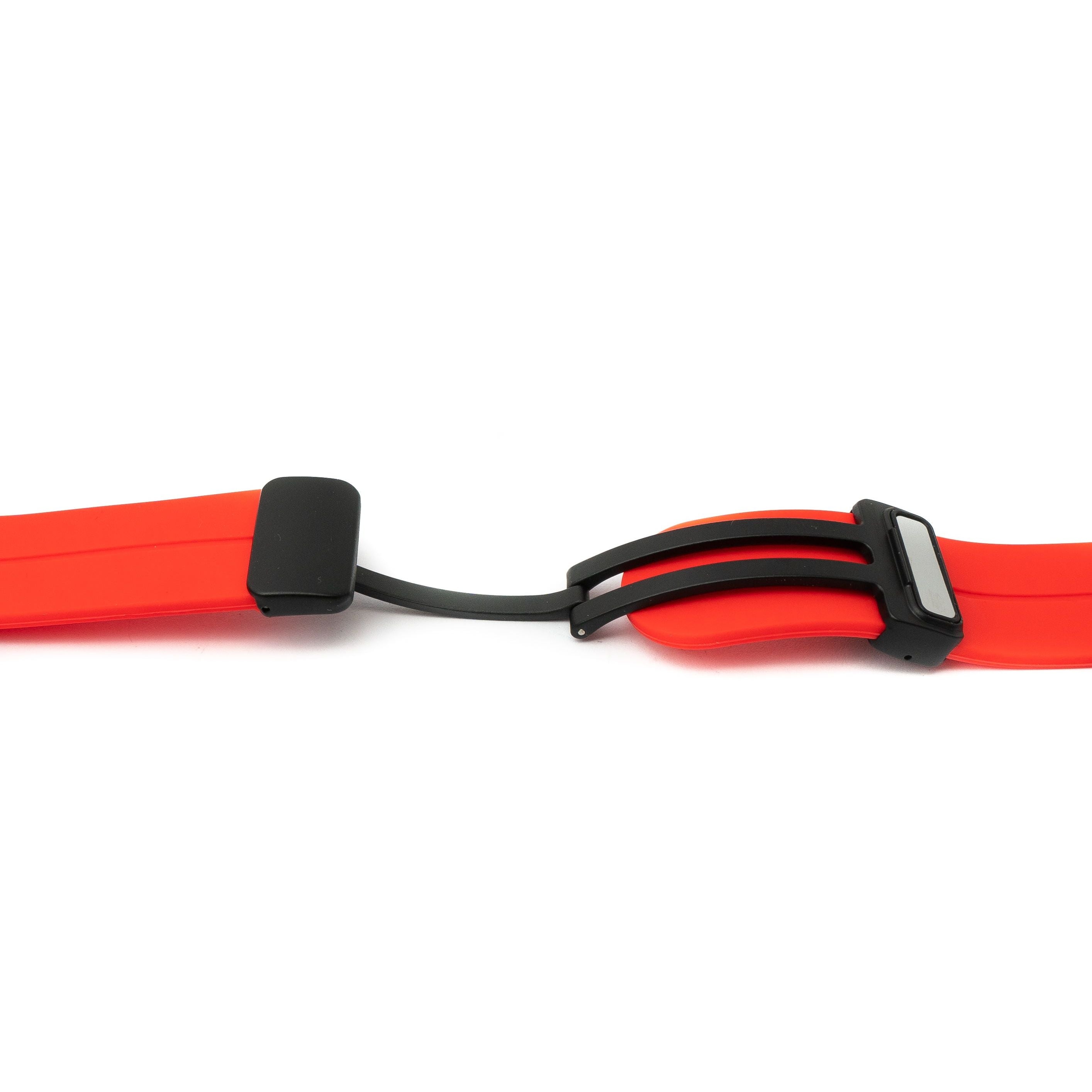 SYSTEM-S Silikonarmband 20 mm Rot Mit Magnetische Kippschließe Passend Samsung Galaxy Watch 5 Und 4