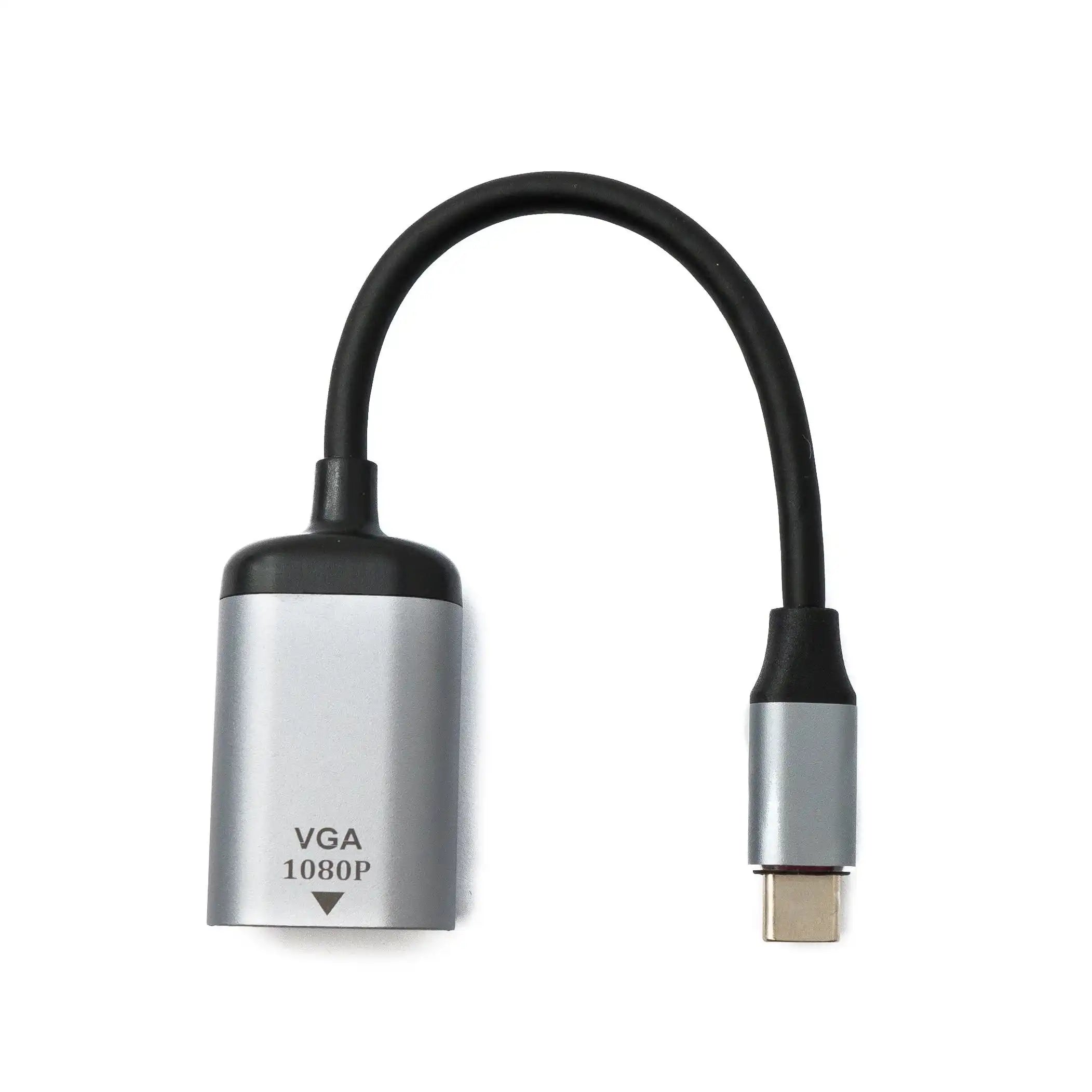 SYSTEM-S VGA Kabel 19 cm Buchse zu USB 3.1 Typ C Stecker in Grau