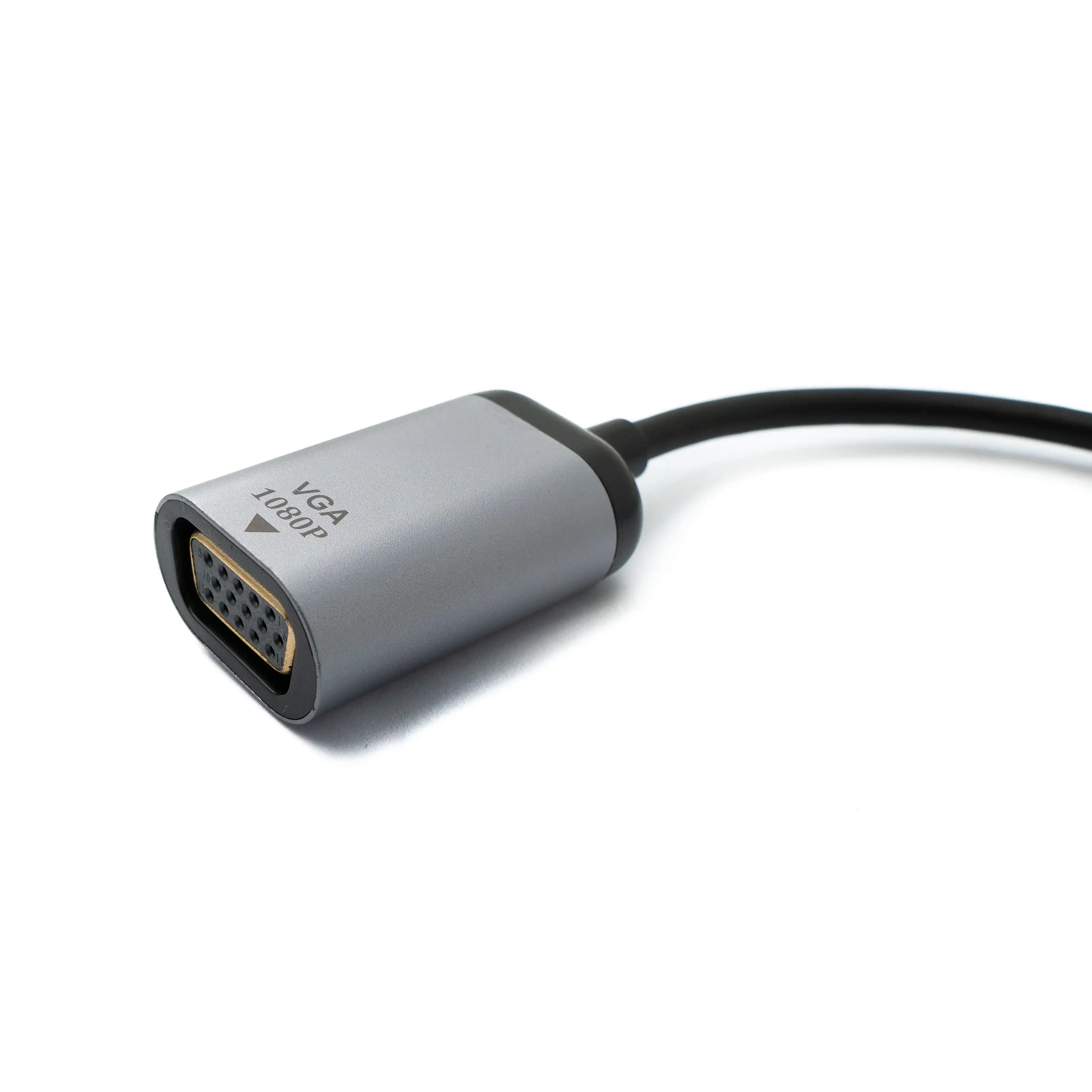 SYSTEM-S VGA Kabel 19 cm Buchse zu USB 3.1 Typ C Stecker in Grau
