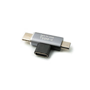 System-S USB Typ C Y Adapter USB C Buchse Zu Stecker Und Micro B 2.0 Winkel Kabel Grau