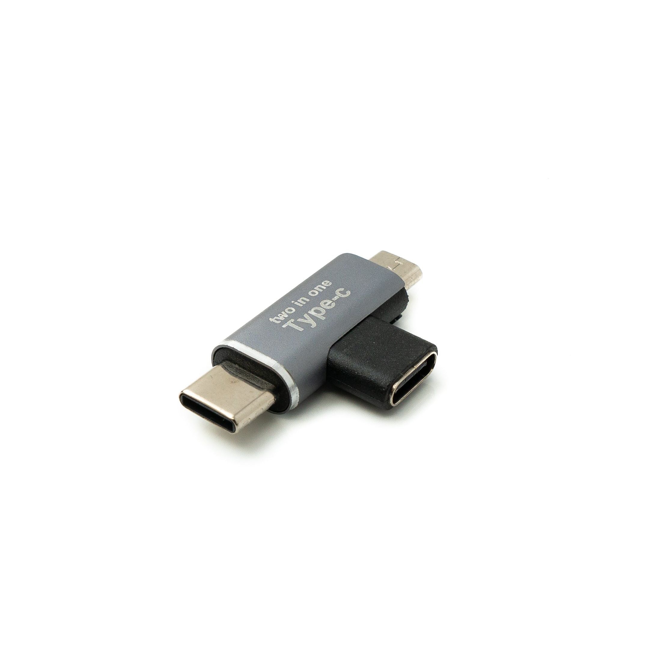 System-S USB Typ C Y Adapter USB C Buchse Zu Stecker Und Micro B 2.0 Winkel Kabel Grau