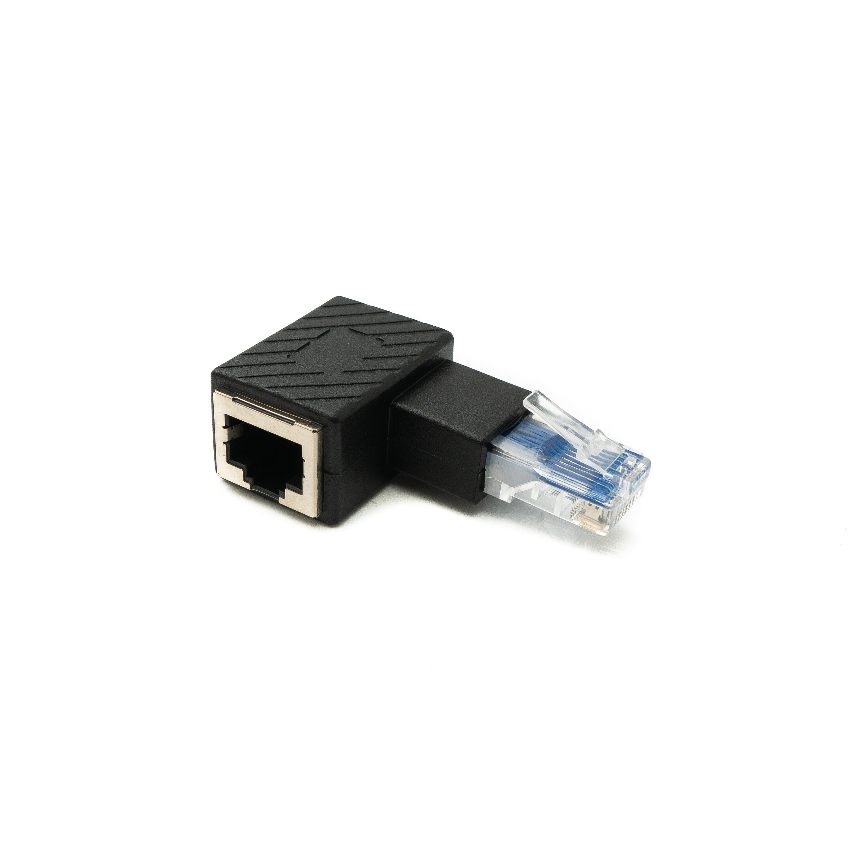 System S RJ45 Winkel Adapter Linkswinkel Zu Buchse Platzsparender Ethernetkabel Adapter Schwarz