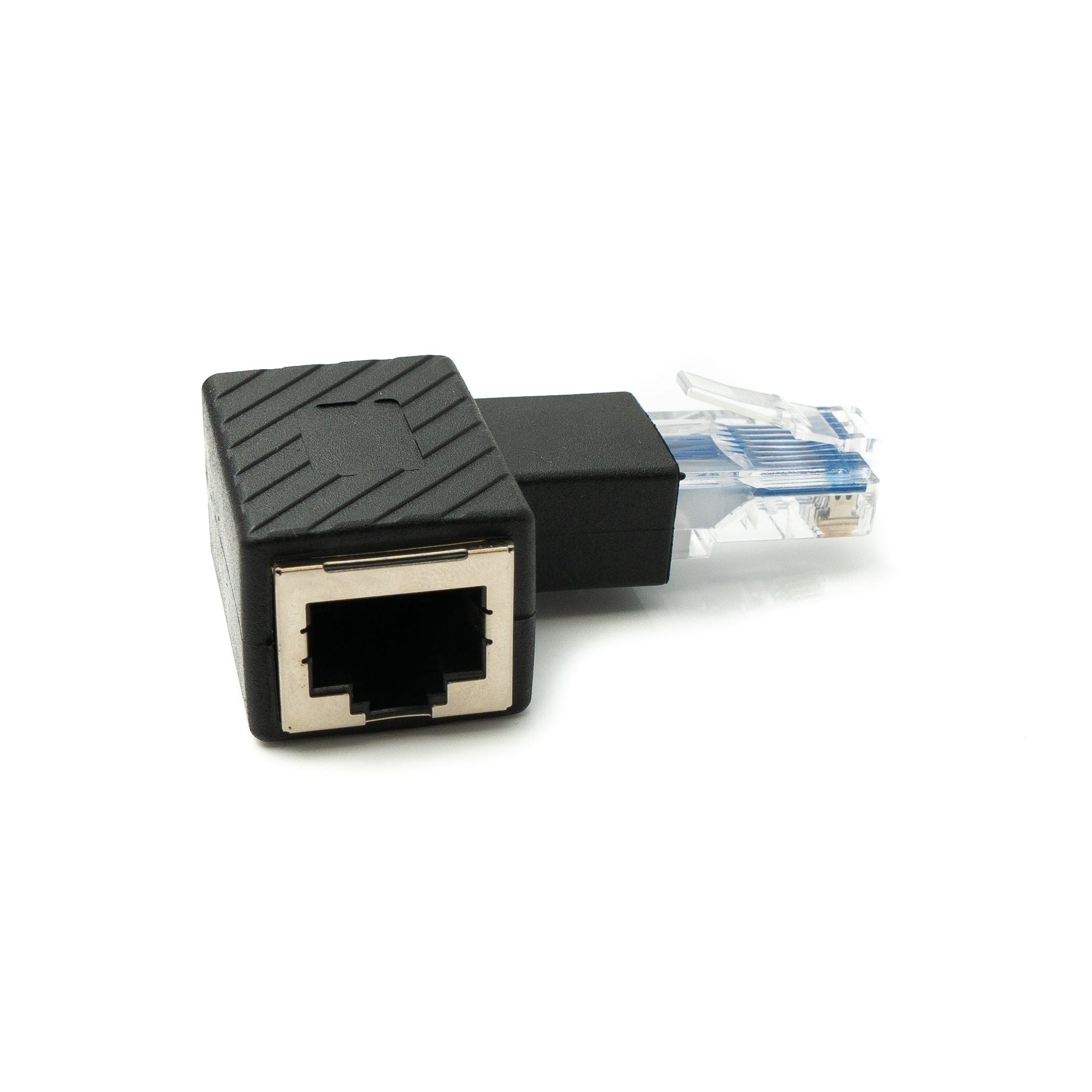 System S RJ45 Winkel Adapter Linkswinkel Zu Buchse Platzsparender Ethernetkabel Adapter Schwarz