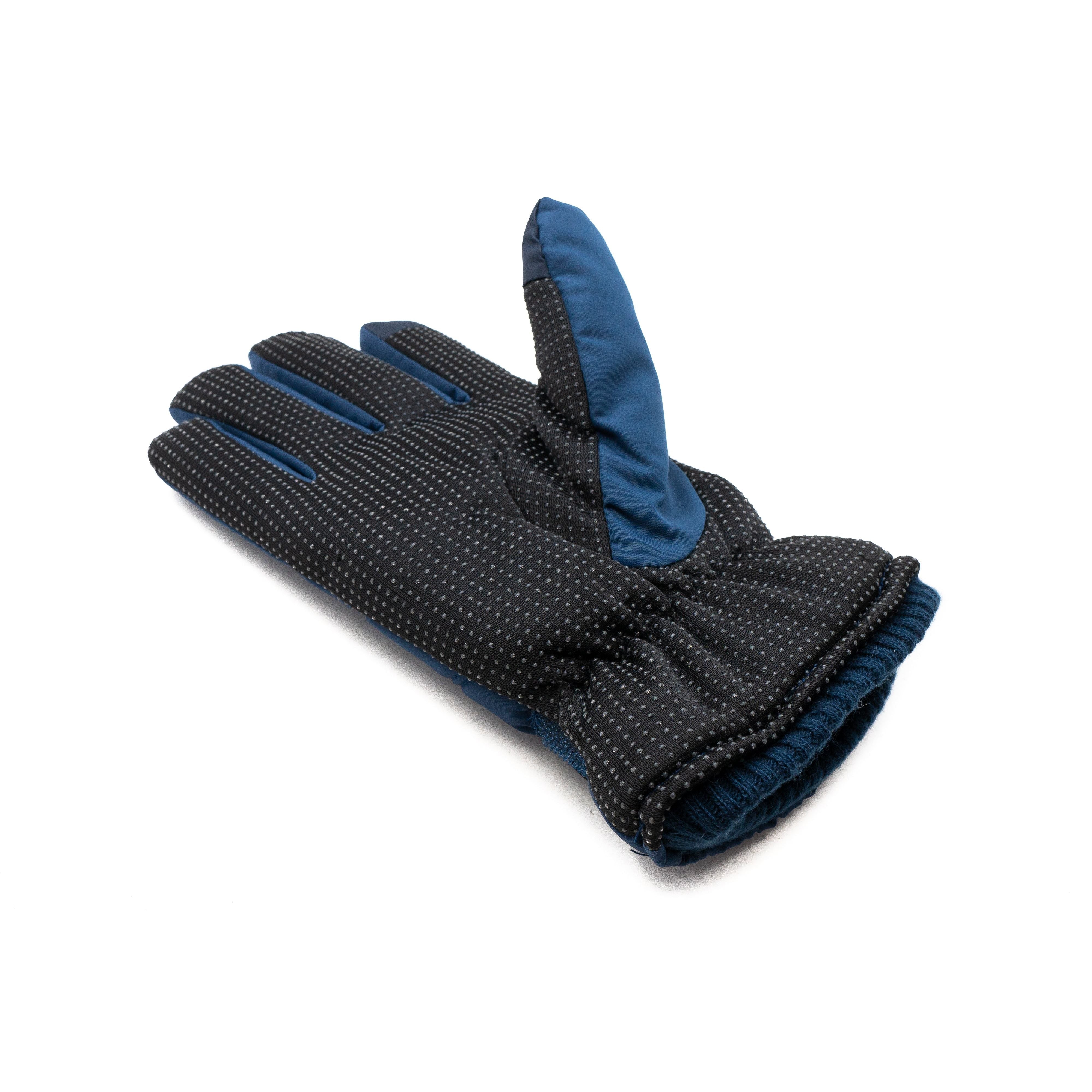 SYSTEM-S Anti Rutsch Handschuhe aus Polyester für Smartphones Touch Bildschirme in Blau