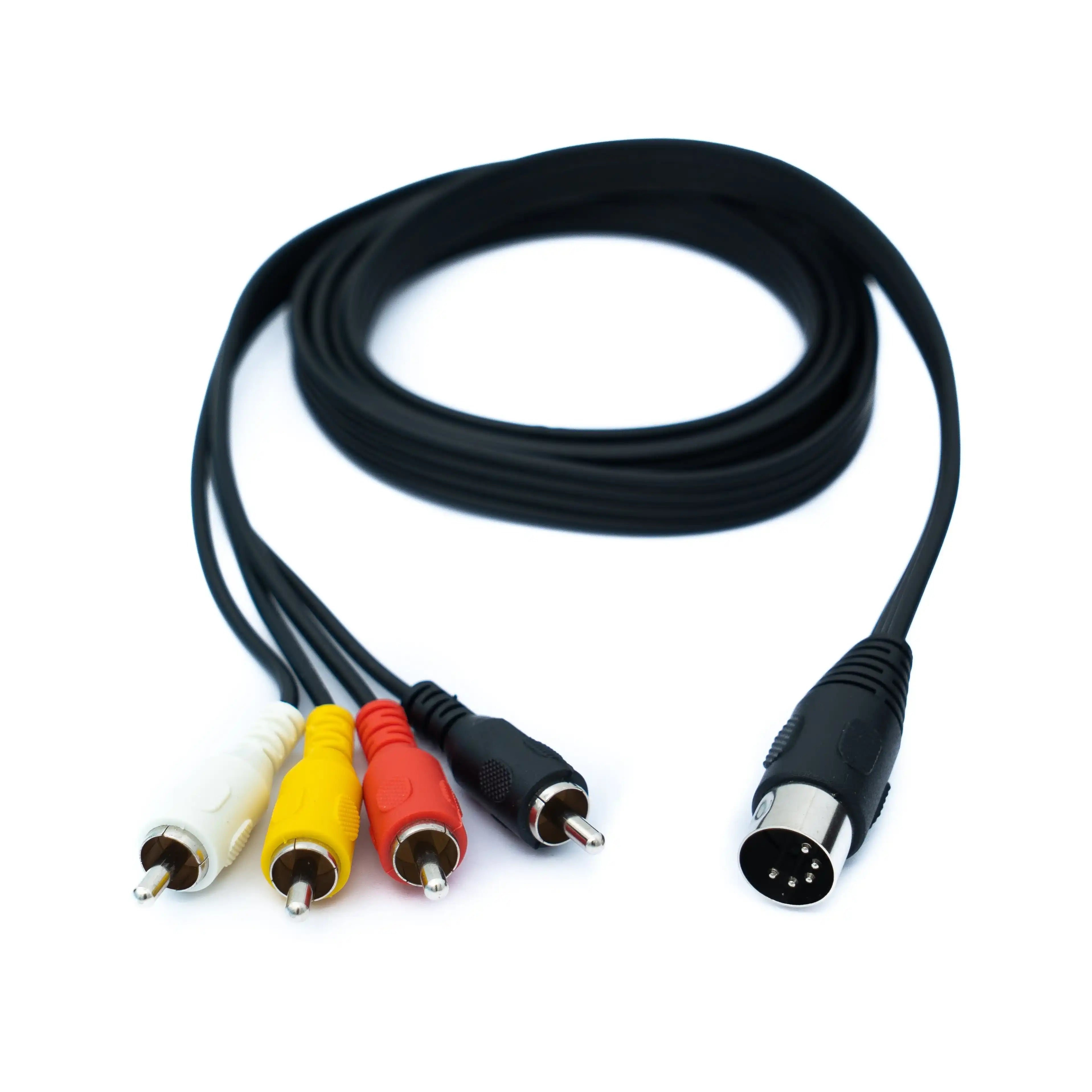 Cinch 4 RCA Kabel 150 cm Mit DIN 5 Polig Stecker Stereo Schwarz Hochwertiges Audiokabel