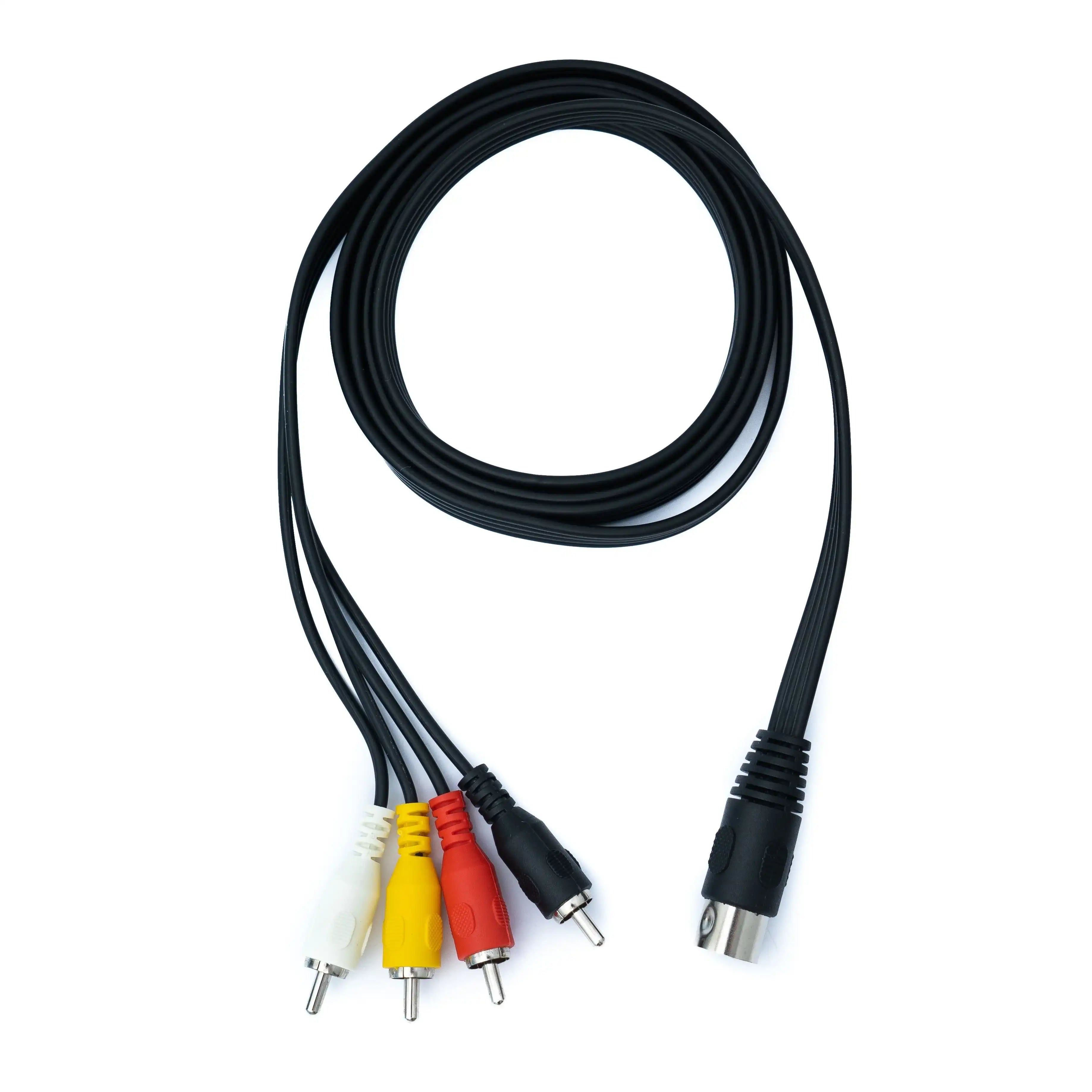 Cinch 4 RCA Kabel 150 cm Mit DIN 5 Polig Stecker Stereo Schwarz Hochwertiges Audiokabel