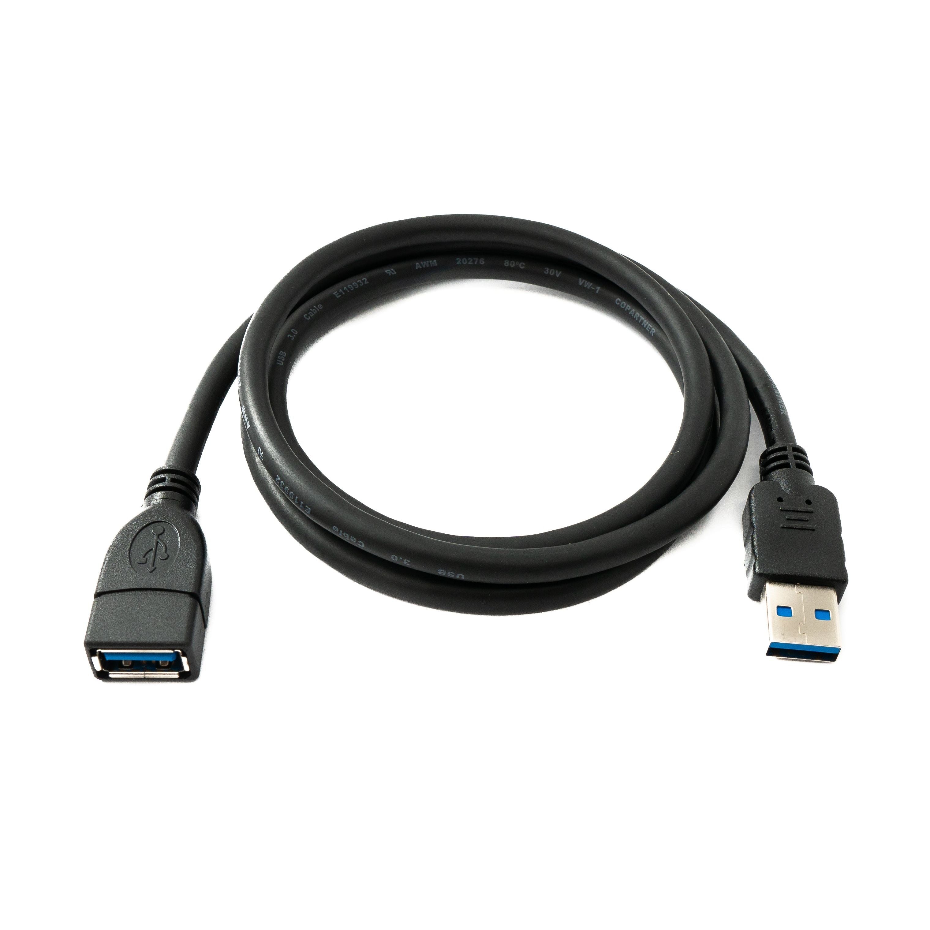 SYSTEM-S USB 3.0 Kabel 100 cm Typ A Stecker zu Buchse 5 Gbit/s in Schwarz