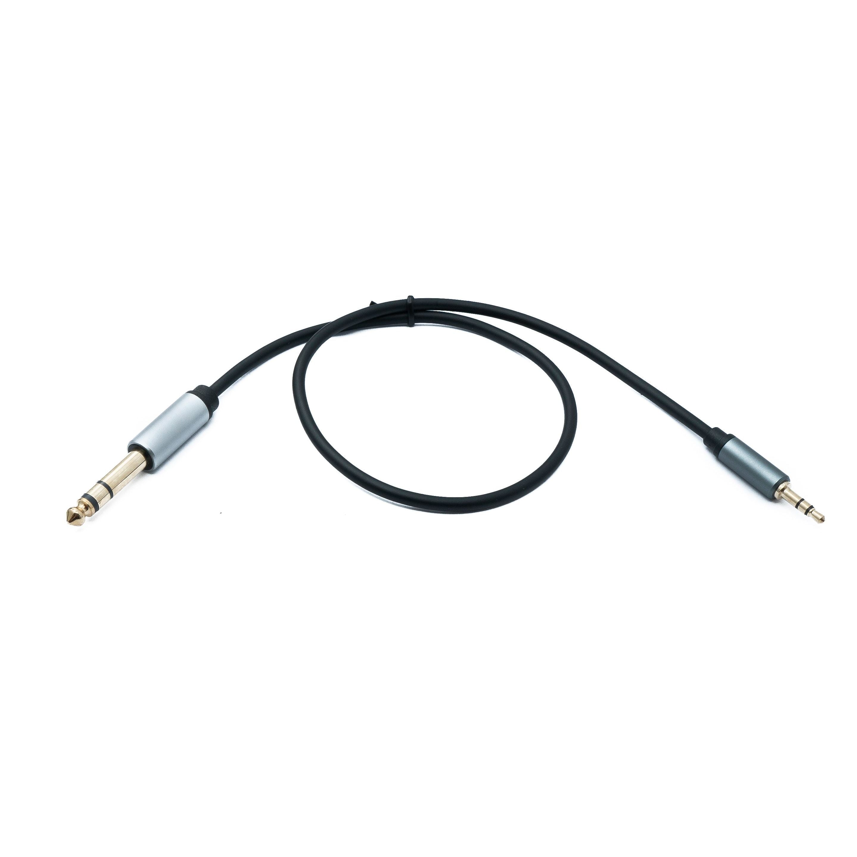 System-S Audio Klinke Kabel 3,5 mm TRS 3-polig zu 6,35 mm TRS 2-polig Schwarz 55,5 cm