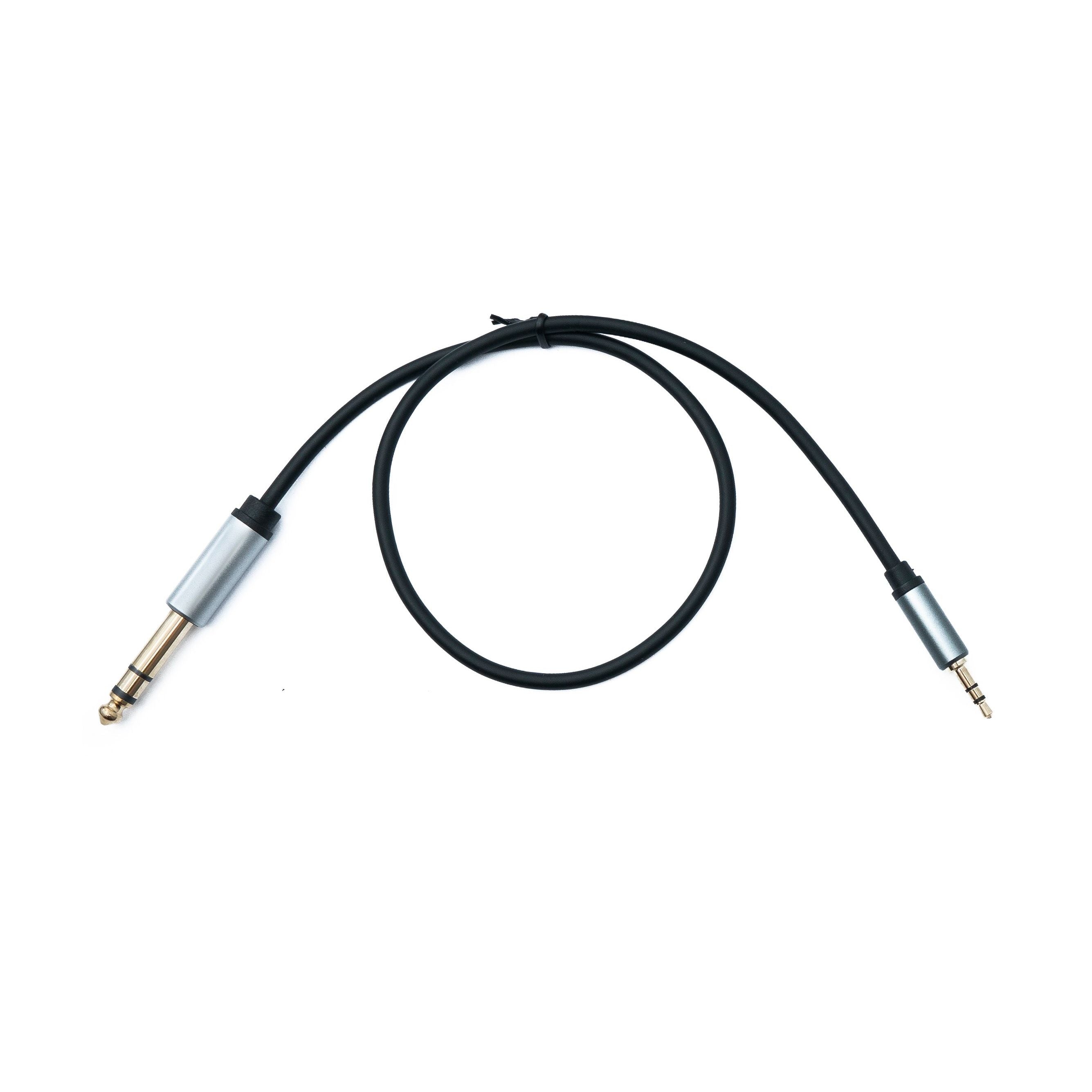 System-S Audio Klinke Kabel 3,5 mm TRS 3-polig zu 6,35 mm TRS 2-polig Schwarz 55,5 cm