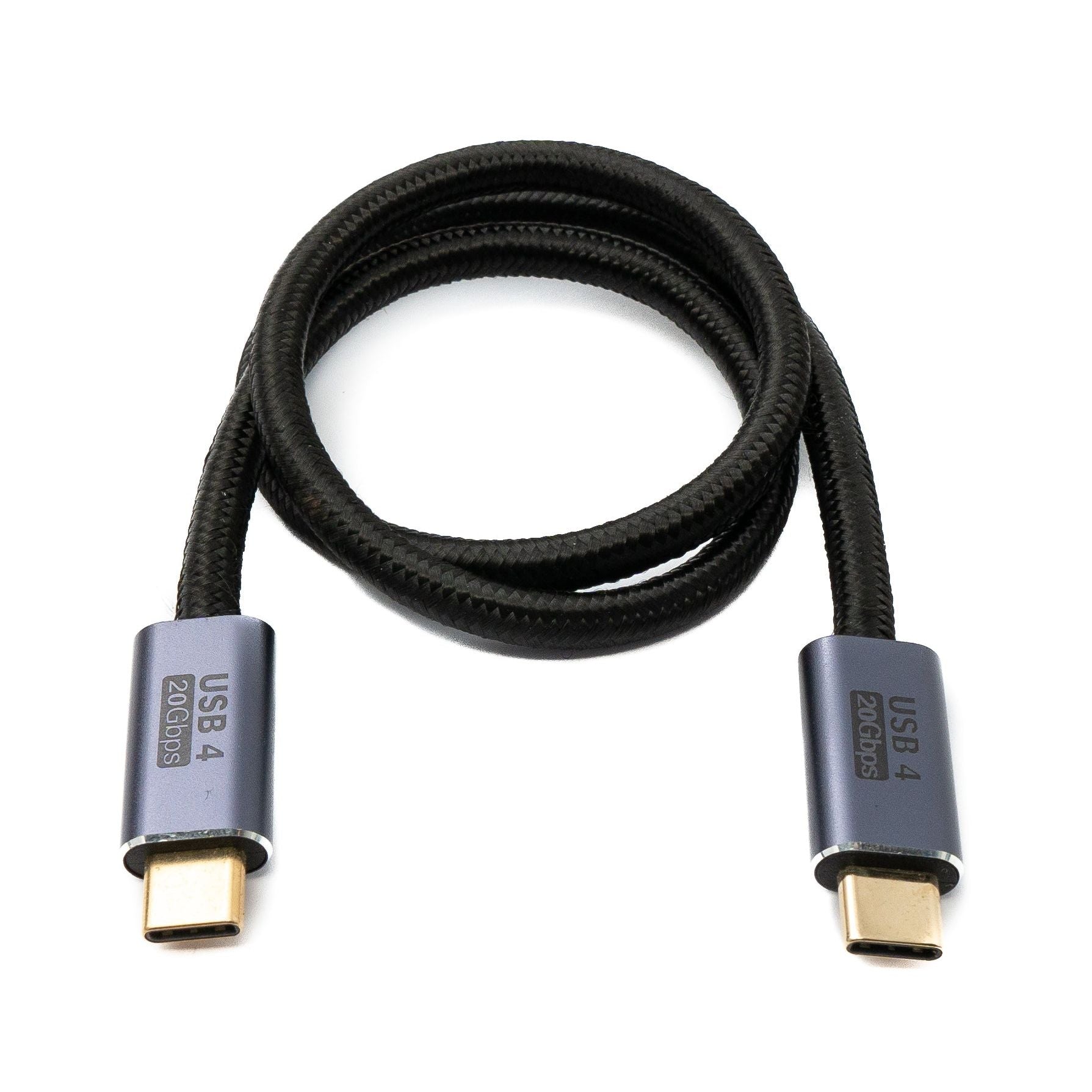 SYSTEM-S USB4 USB Kabel 50 cm Typ C Stecker zu Stecker 20 Gbit/s USB 4.0 geflochten Schwarz