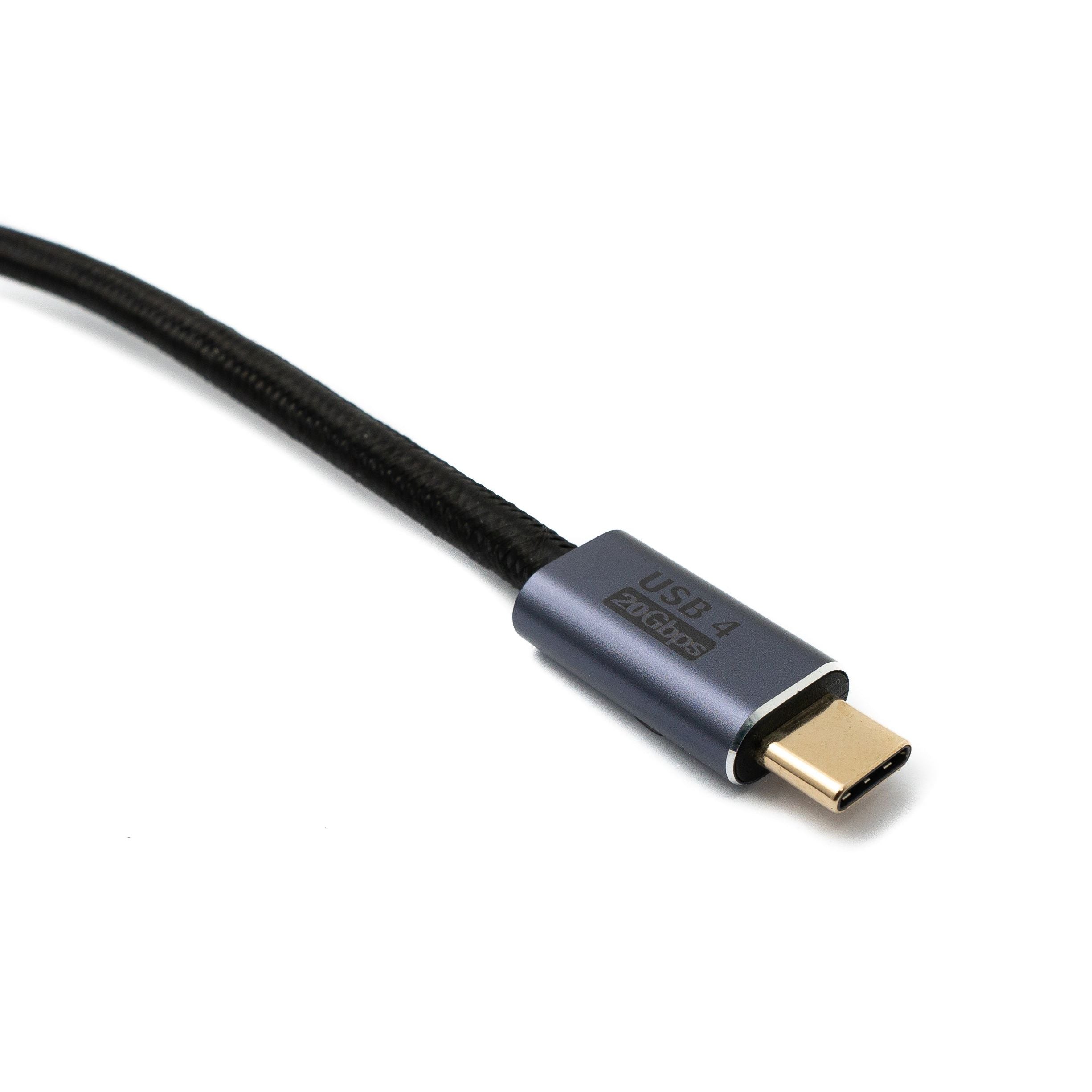 SYSTEM-S USB4 USB Kabel 50 cm Typ C Stecker zu Stecker 20 Gbit/s USB 4.0 geflochten Schwarz