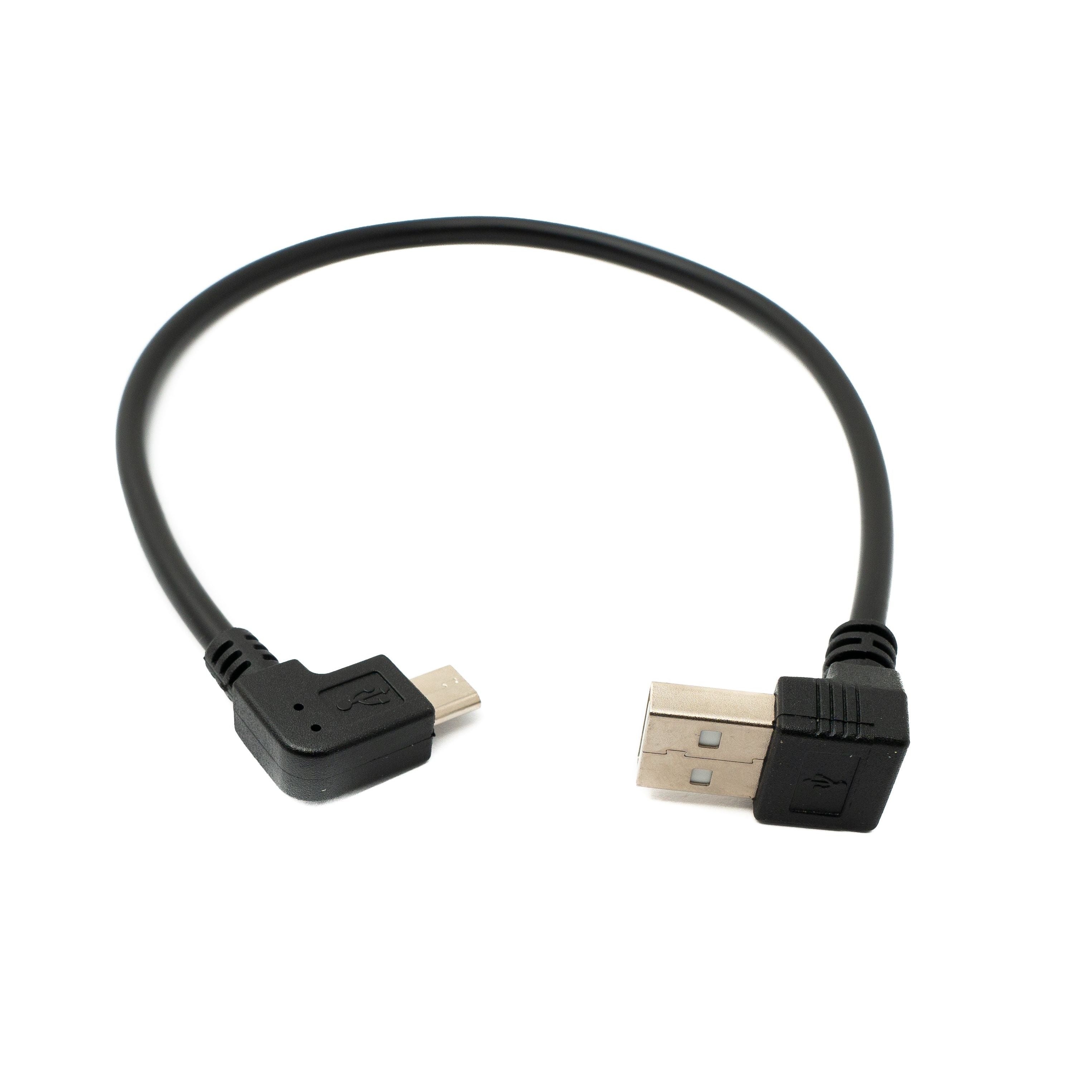 SYSTEM-S USB 2.0 Kabel 30 cm Typ A Stecker zu Micro B Stecker Winkel Left Up Angled