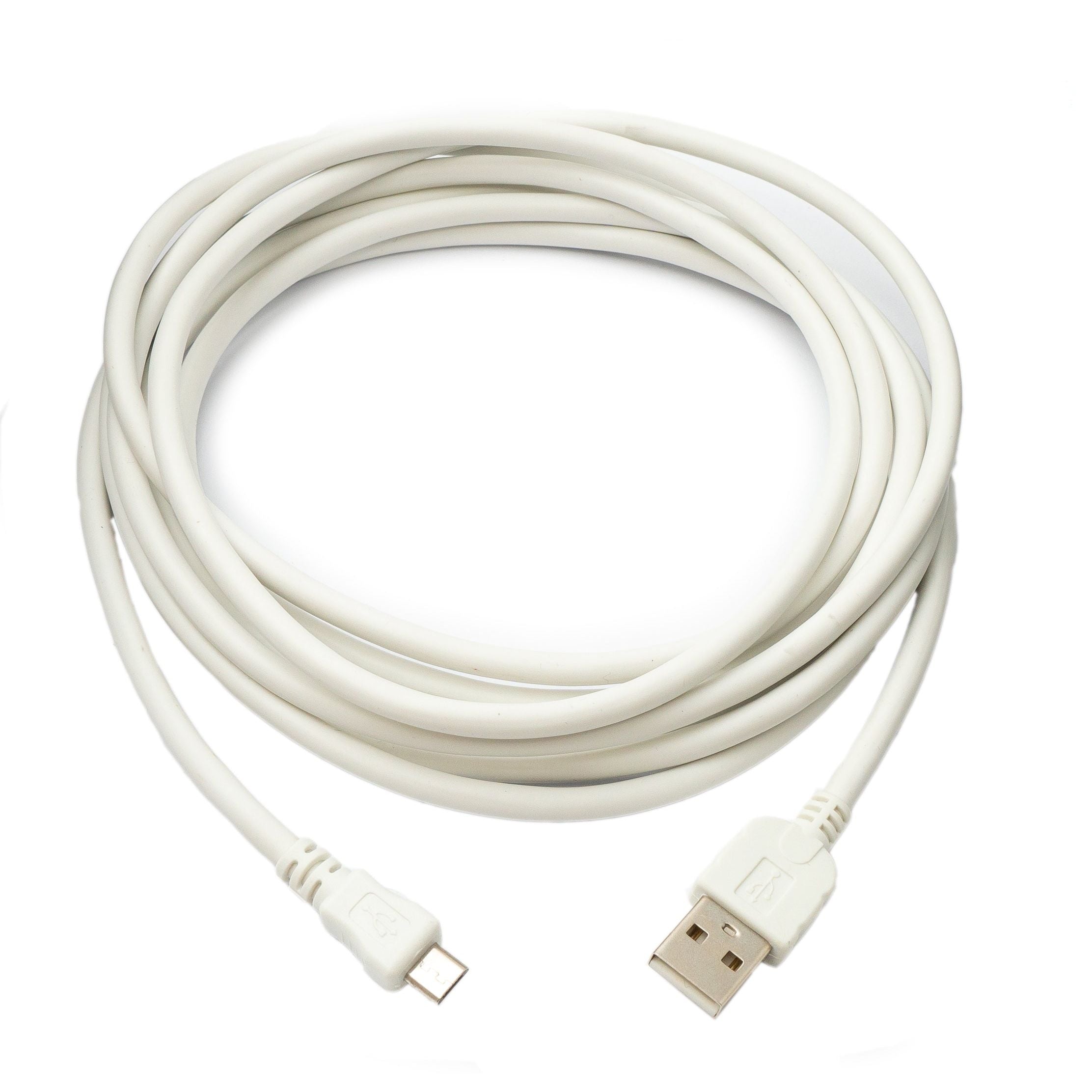 System-S USB 2.0 Kabel 3 m Micro-B Zu Typ-A Weiß Linksabgewinkelter Anschluss - Hi-Speed Übertragung Bis 480 Mbps