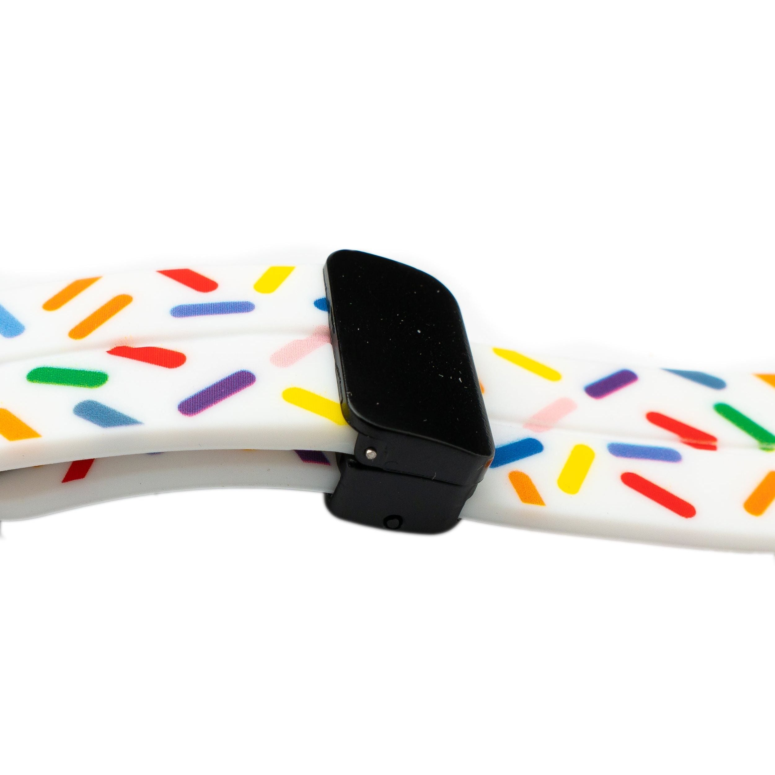 Silikonarmband 20 mm Mit Kippfaltschließe Streusel Motiv Weiß Mit Bunten Streuseln Für Smartwatch