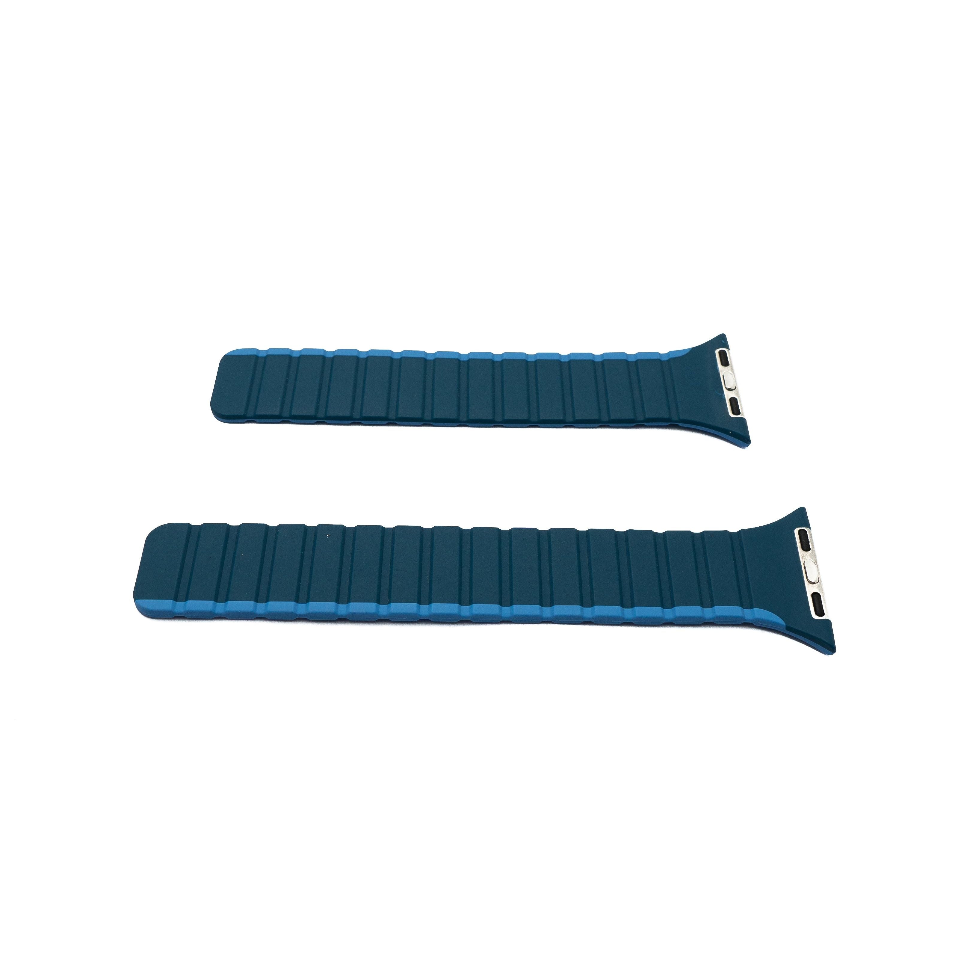 SYSTEM-S Armband Apple Watch Silikon Magnetverschluss Blau Dunkelblau 42 44 45 49 mm - Flexibles Stilband