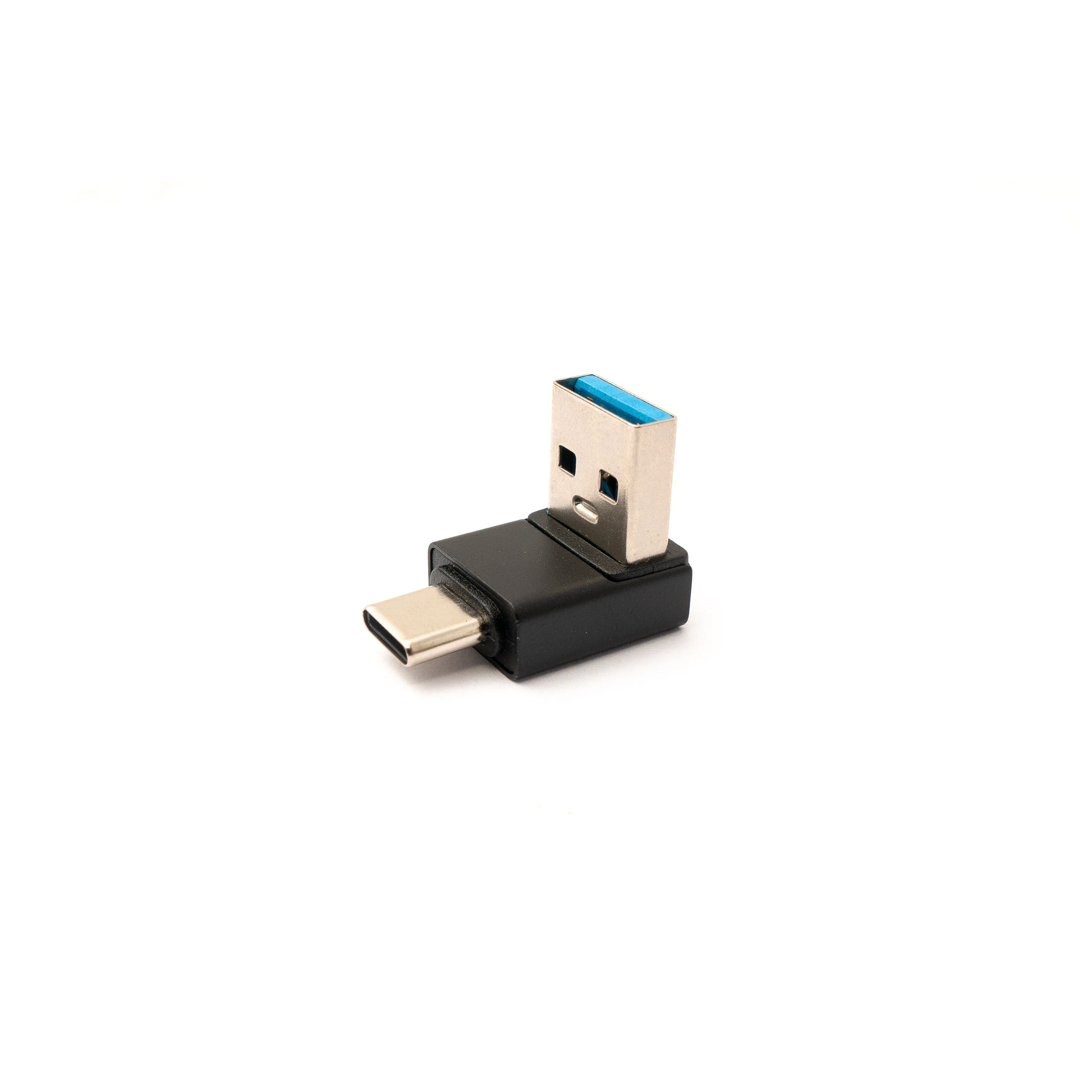 USB-C Stecker Zu USB-A Buchse Adapter Winkel 5 Gbit pro Sekunde USB 3.0 Gen 1 Schwarz Kompakt