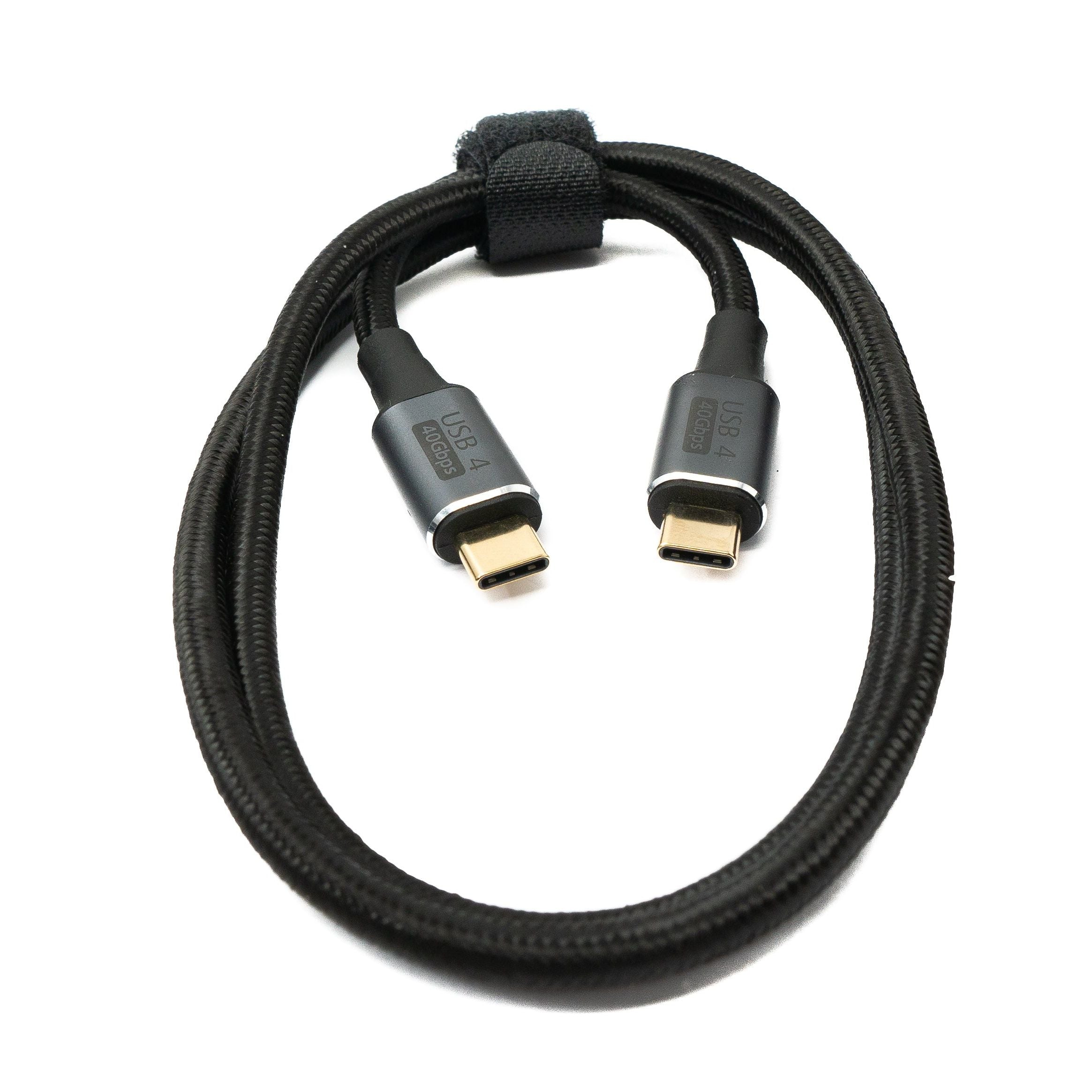 SYSTEM-S USB4 USB Kabel 80 cm Typ C Stecker zu Stecker 40 Gbit/s USB 4.0 geflochten Schwarz