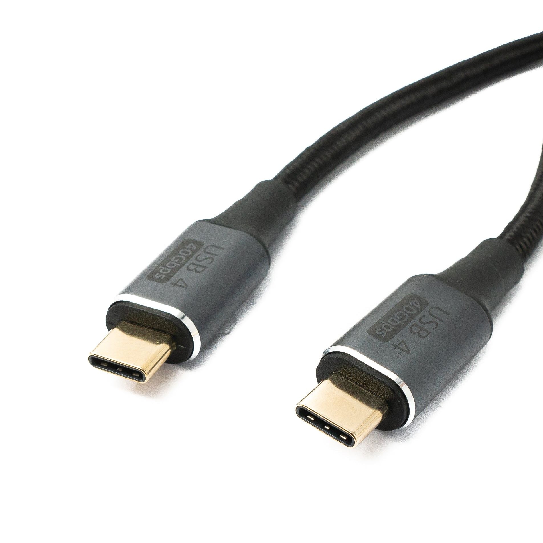 SYSTEM-S USB4 USB Kabel 80 cm Typ C Stecker zu Stecker 40 Gbit/s USB 4.0 geflochten Schwarz