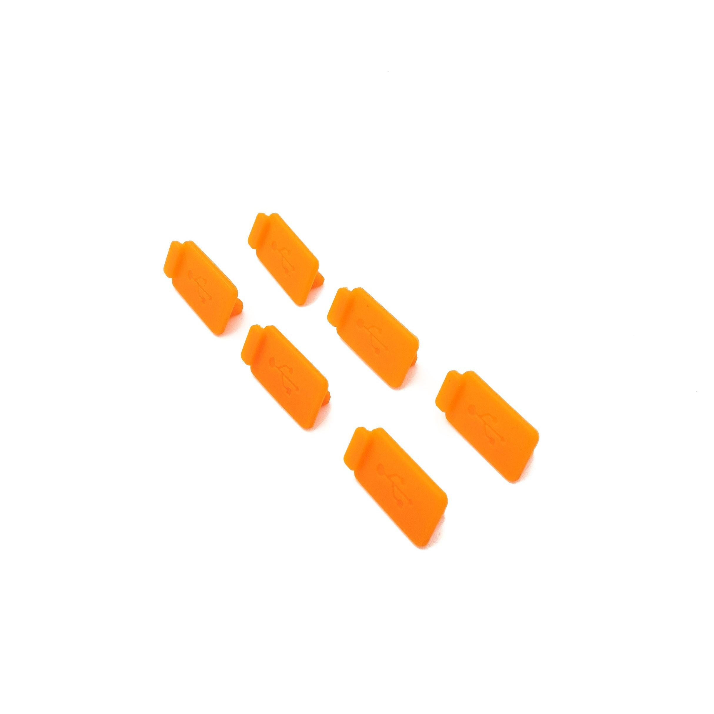 SystemS Sechs USB Typ A Staubschutzabdeckungen Aus Silikon In Orange Für USB A Ports