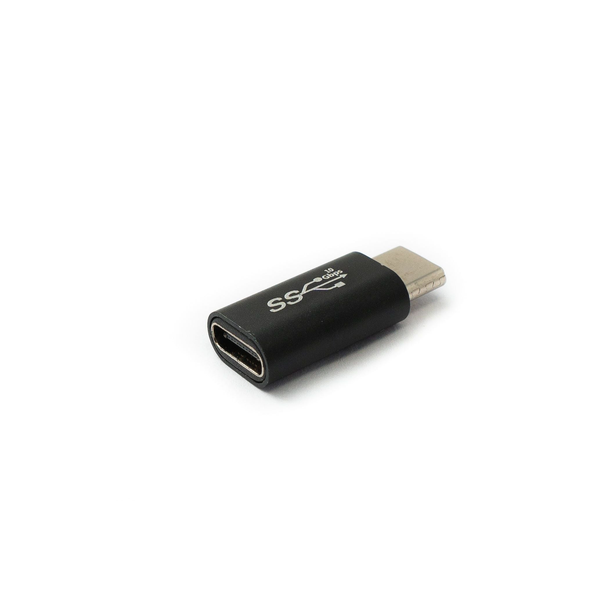 SYSTEM-S USB 3.1 Type-C Adapter Von Stecker Zu Buchse Kabel Schwarz 5 Gbit Pro Sekunde Übertragung
