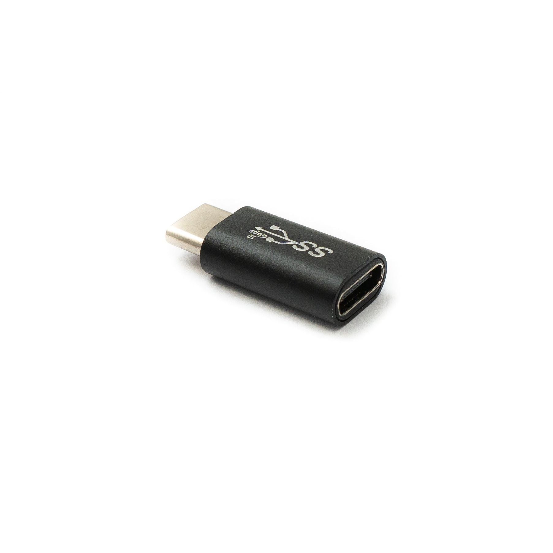 SYSTEM-S USB 3.1 Type-C Adapter Von Stecker Zu Buchse Kabel Schwarz 5 Gbit Pro Sekunde Übertragung