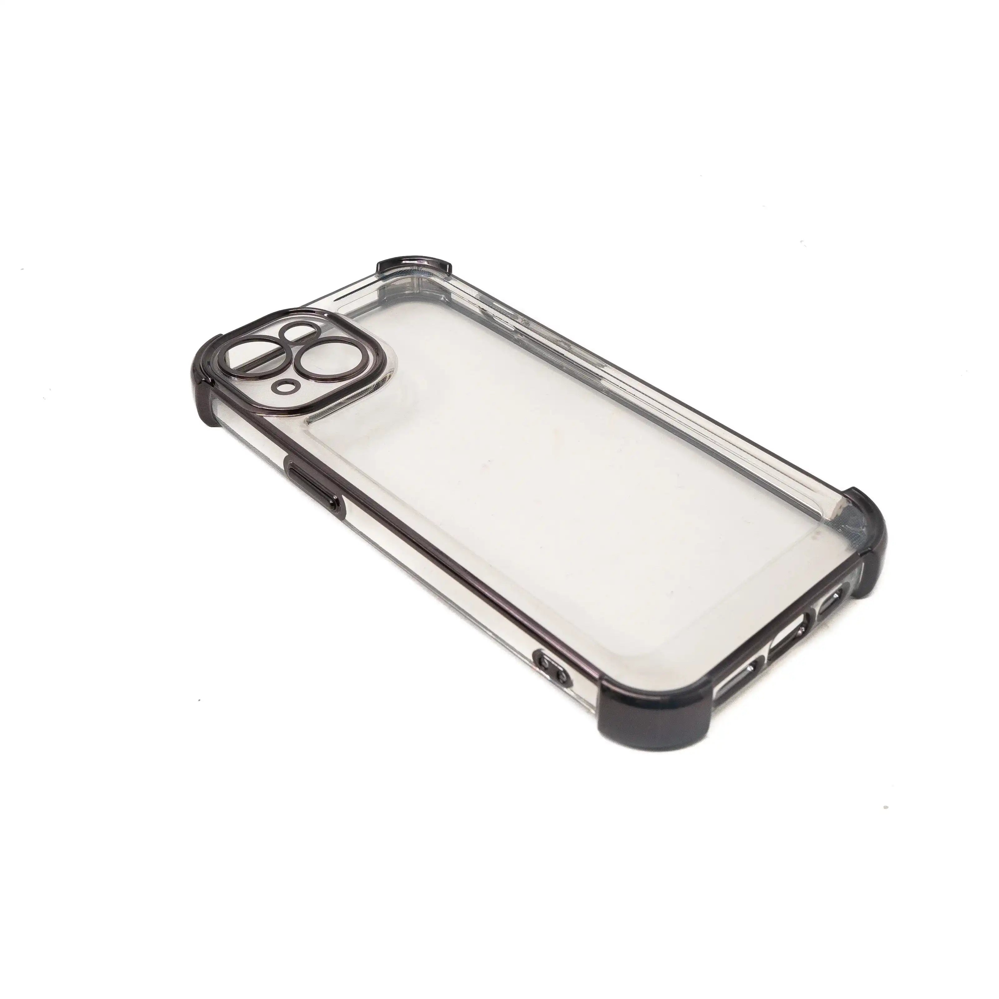 SYSTEM-S Schutzhülle stoßfest aus TPU in Glanz Schwarz Transparent Hülle für iPhone 14