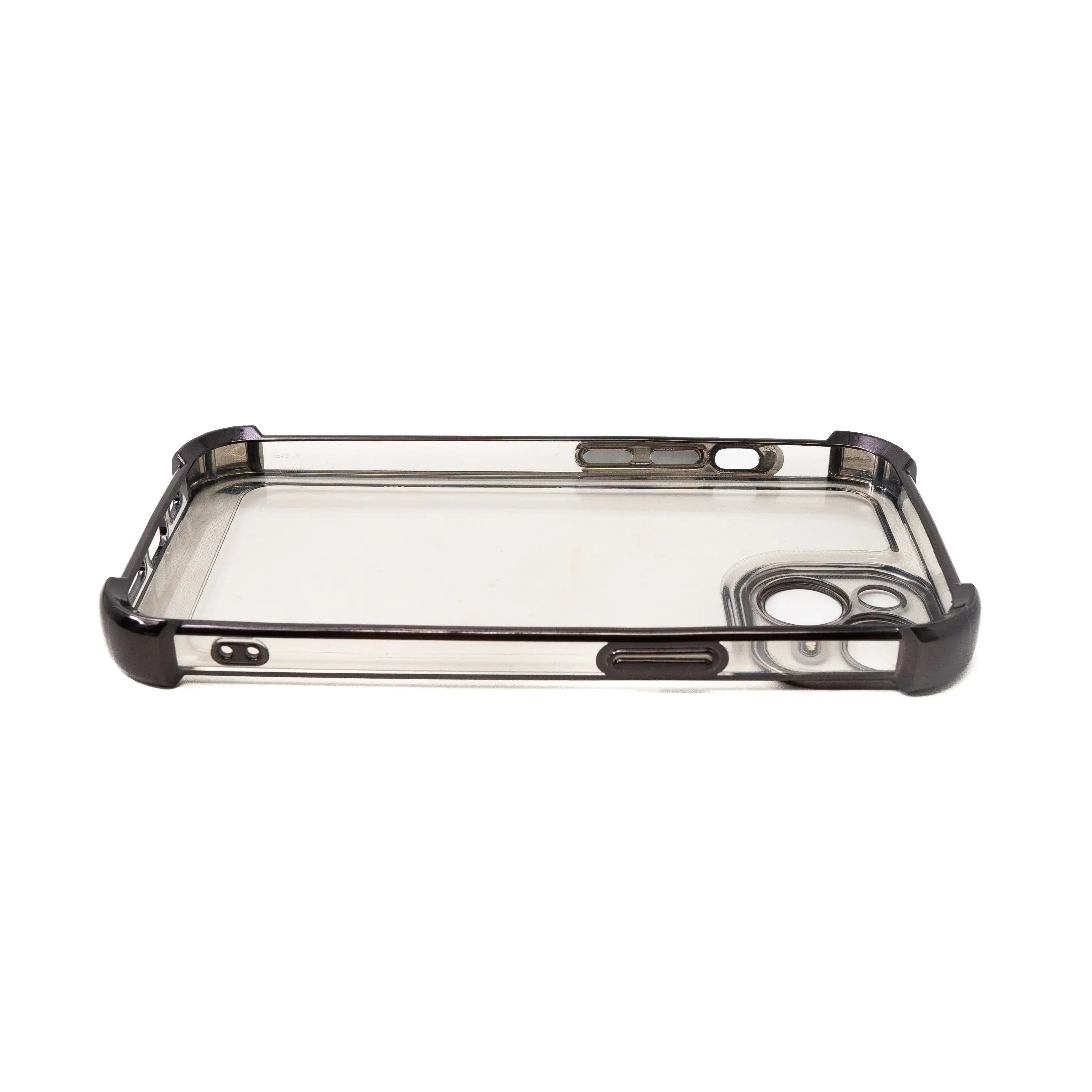 SYSTEM-S Schutzhülle stoßfest aus TPU in Glanz Schwarz Transparent Hülle für iPhone 14