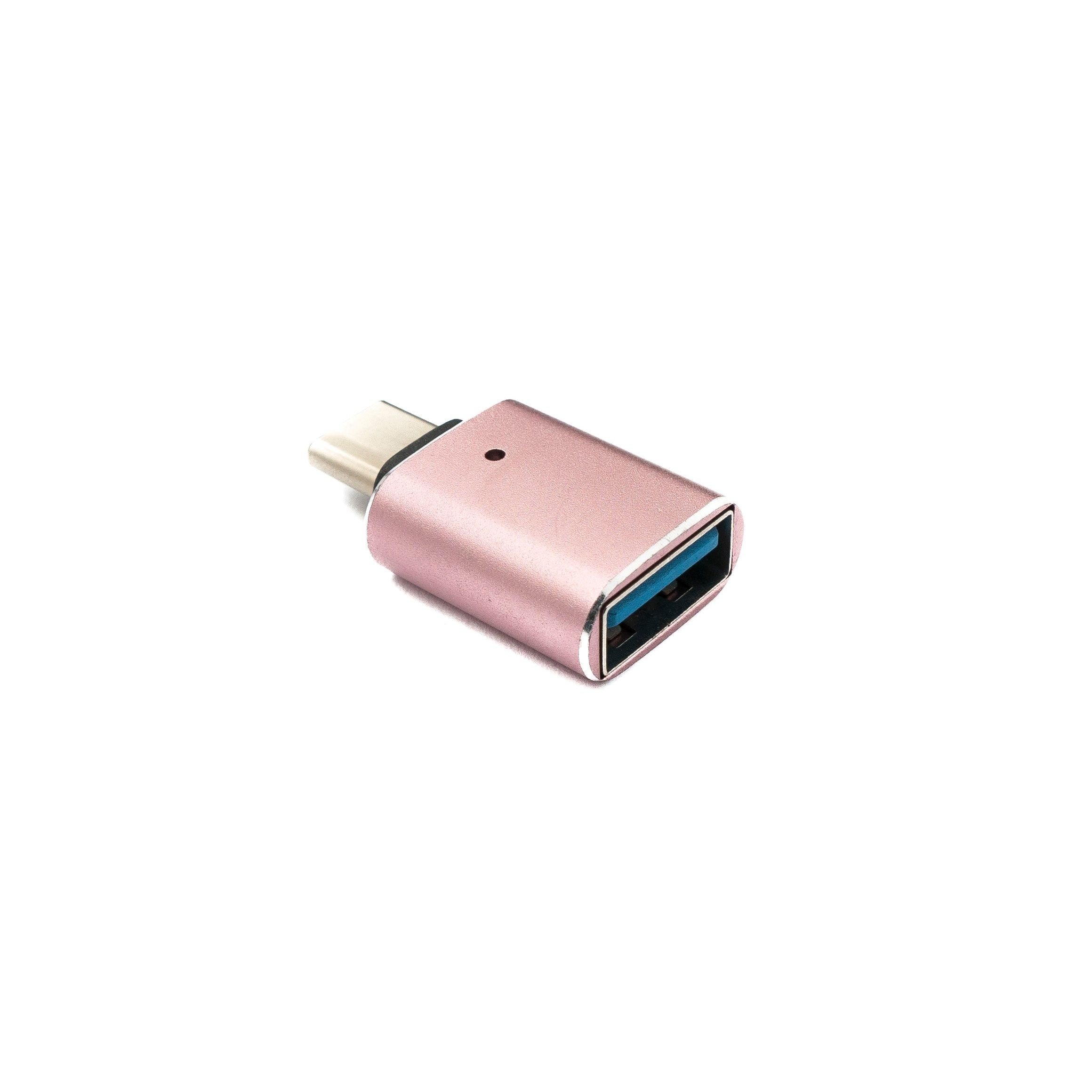 SYSTEM-S USB 3.1 Adapter Typ C Stecker zu 3.0 A Buchse mit Kontrollleuchte 5 Gbit/s 100W in Pink