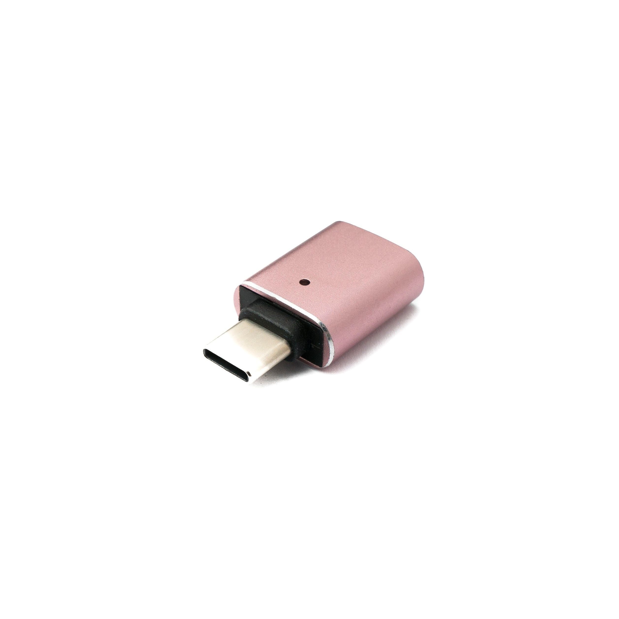 SYSTEM-S USB 3.1 Adapter Typ C Stecker zu 3.0 A Buchse mit Kontrollleuchte 5 Gbit/s 100W in Pink
