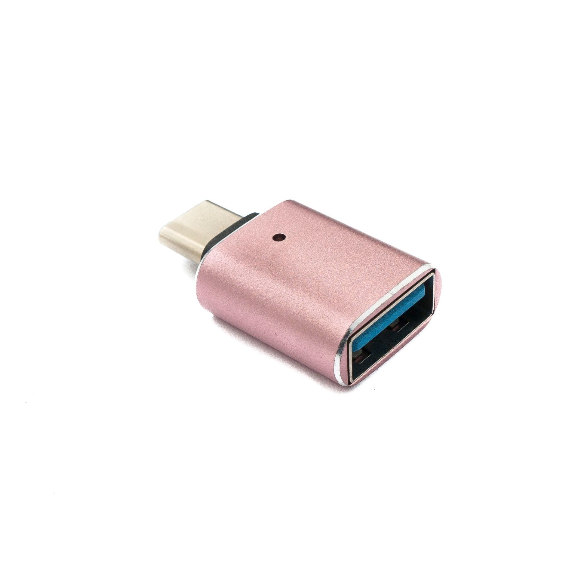 SYSTEM-S USB 3.1 Adapter Typ C Stecker zu 3.0 A Buchse mit Kontrollleuchte 5 Gbit/s 100W in Pink