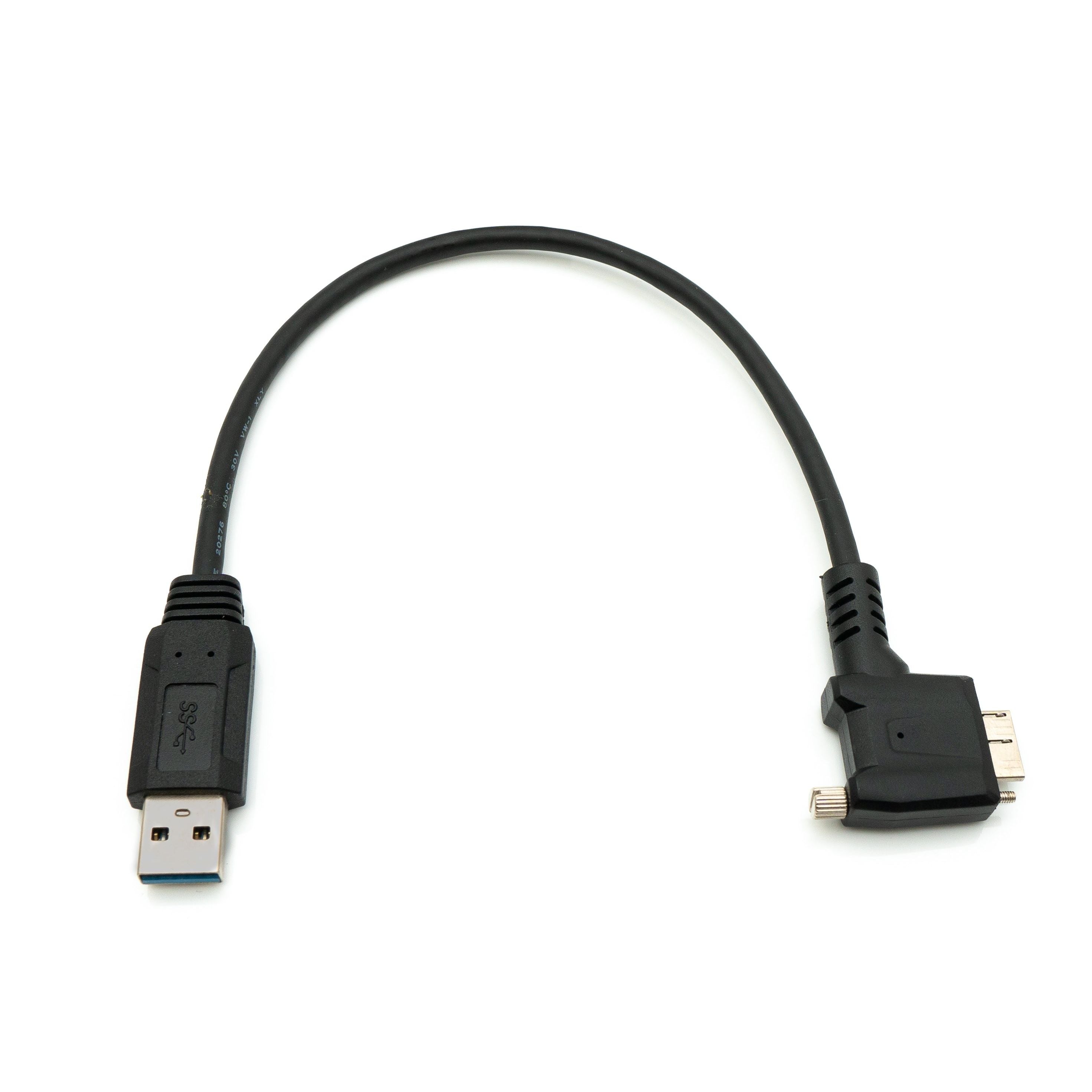 SystemS USB 3.0 Kabel 30 Cm Micro B Auf USB A Winkel Stecker Rechtwinklig Schwarz Lade Und Datenkabel