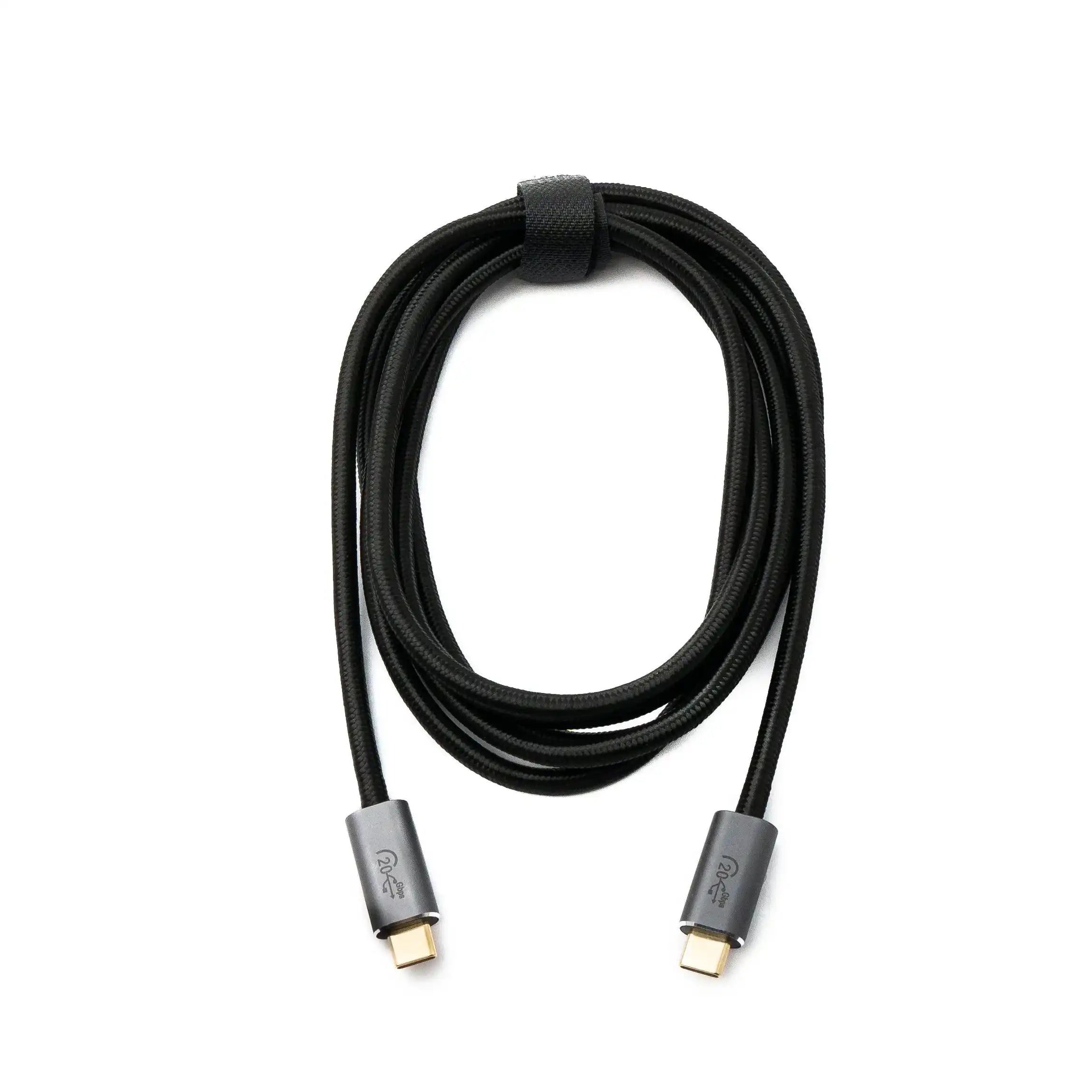 USB 3.2 Gen 2 Kabel Typ C Zu Typ C Geflochten Schwarz 200 cm Hochwertige Verbindung