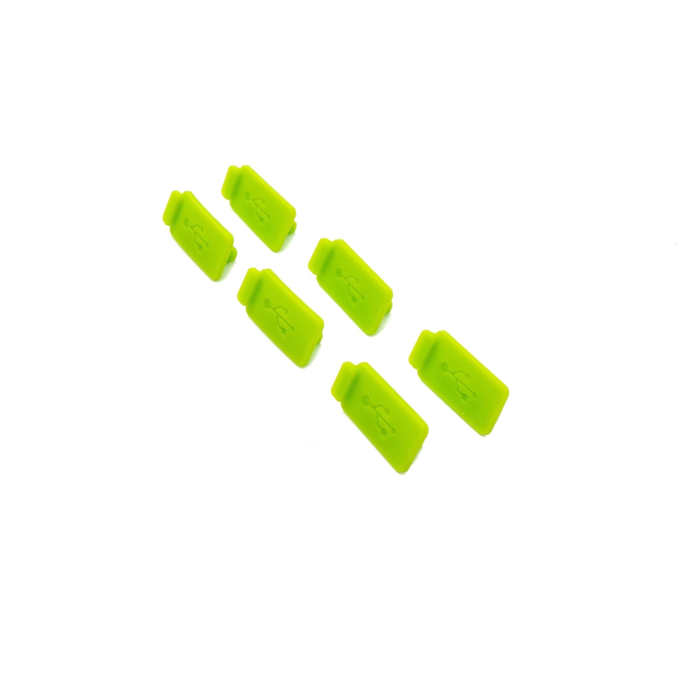 SYSTEM-S 6x USB Typ A Anti Staub Schutz Abdeckung aus Silikon in Grün