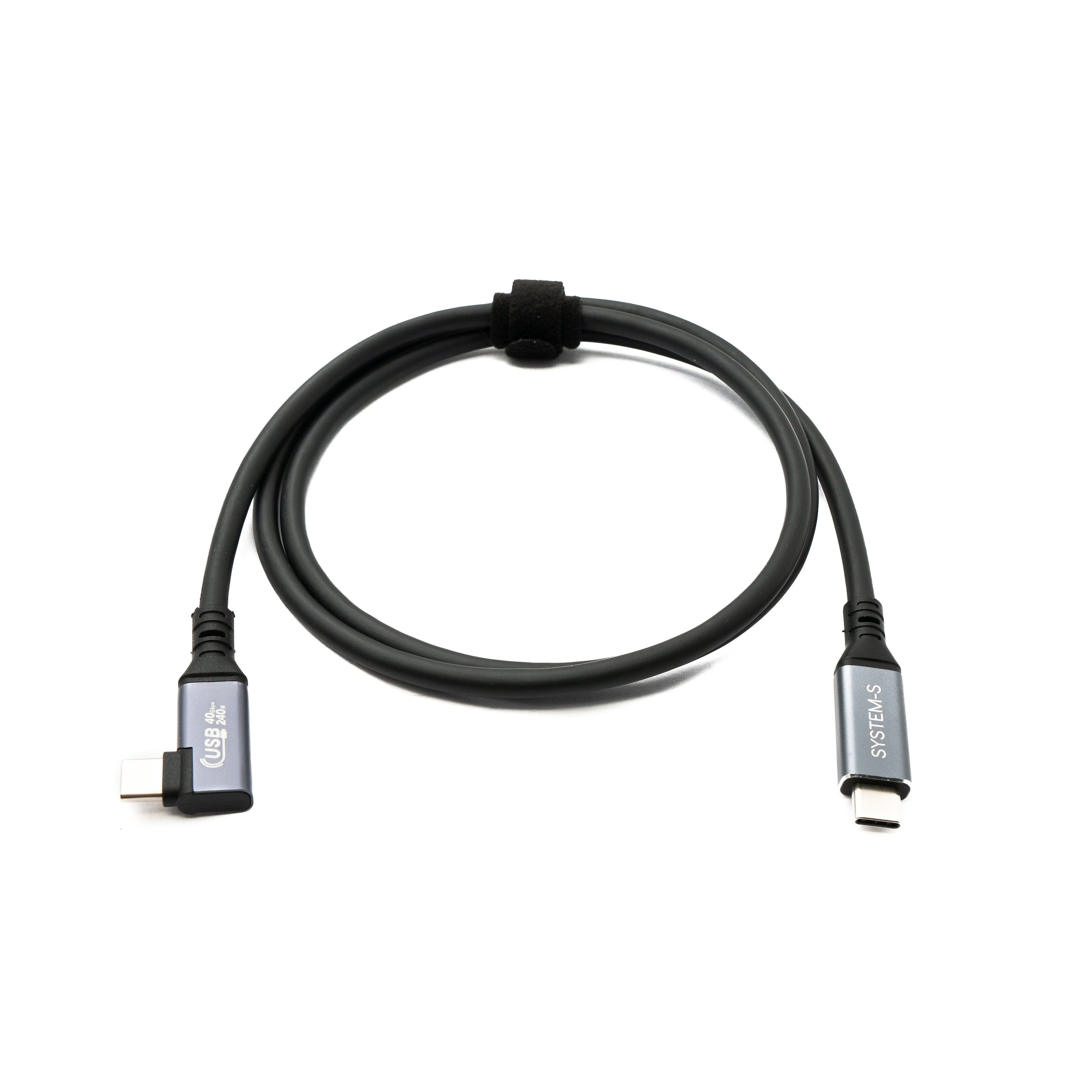 SYSTEM-S USB4 USB 100 cm Kabel Typ C Stecker zu Stecker Winkel 40 Gbit/s 240 W USB 4.0 Kabel